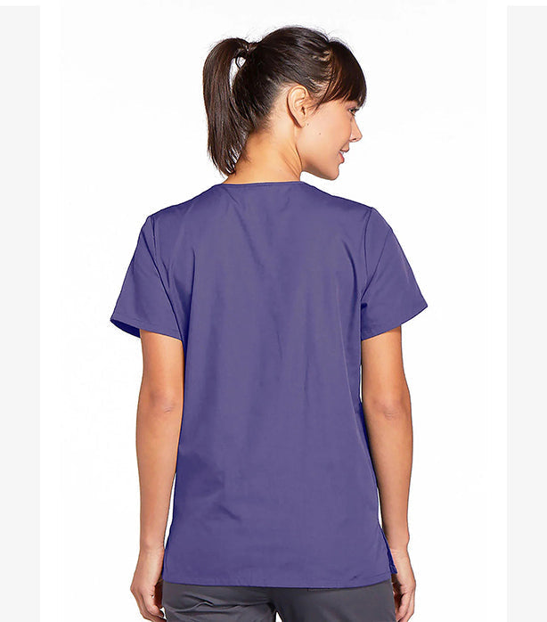 Microfiber Women's Scrub Top Front Open with Snap Buttons - 2 Pockets, Half Sleeves