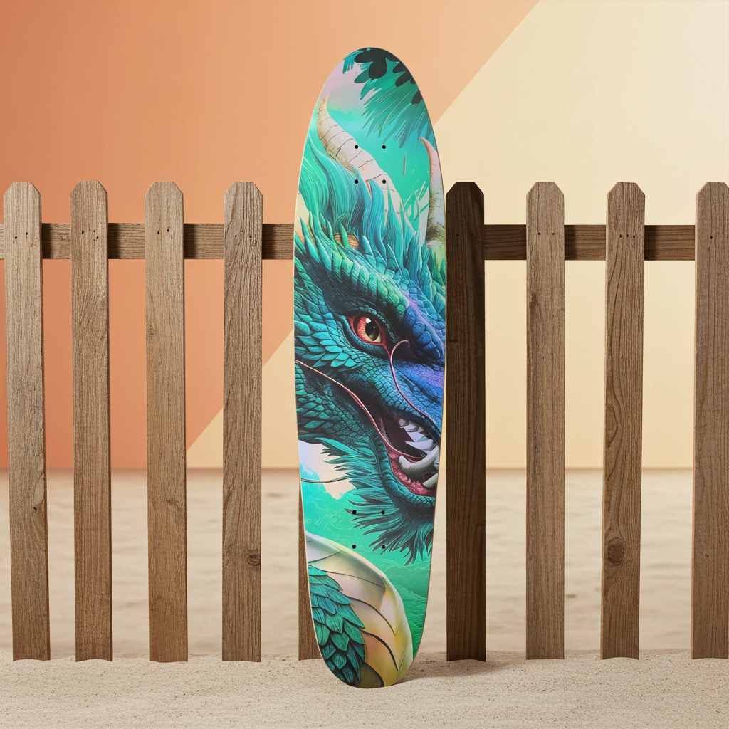 Custom Longboard - Green Dragon