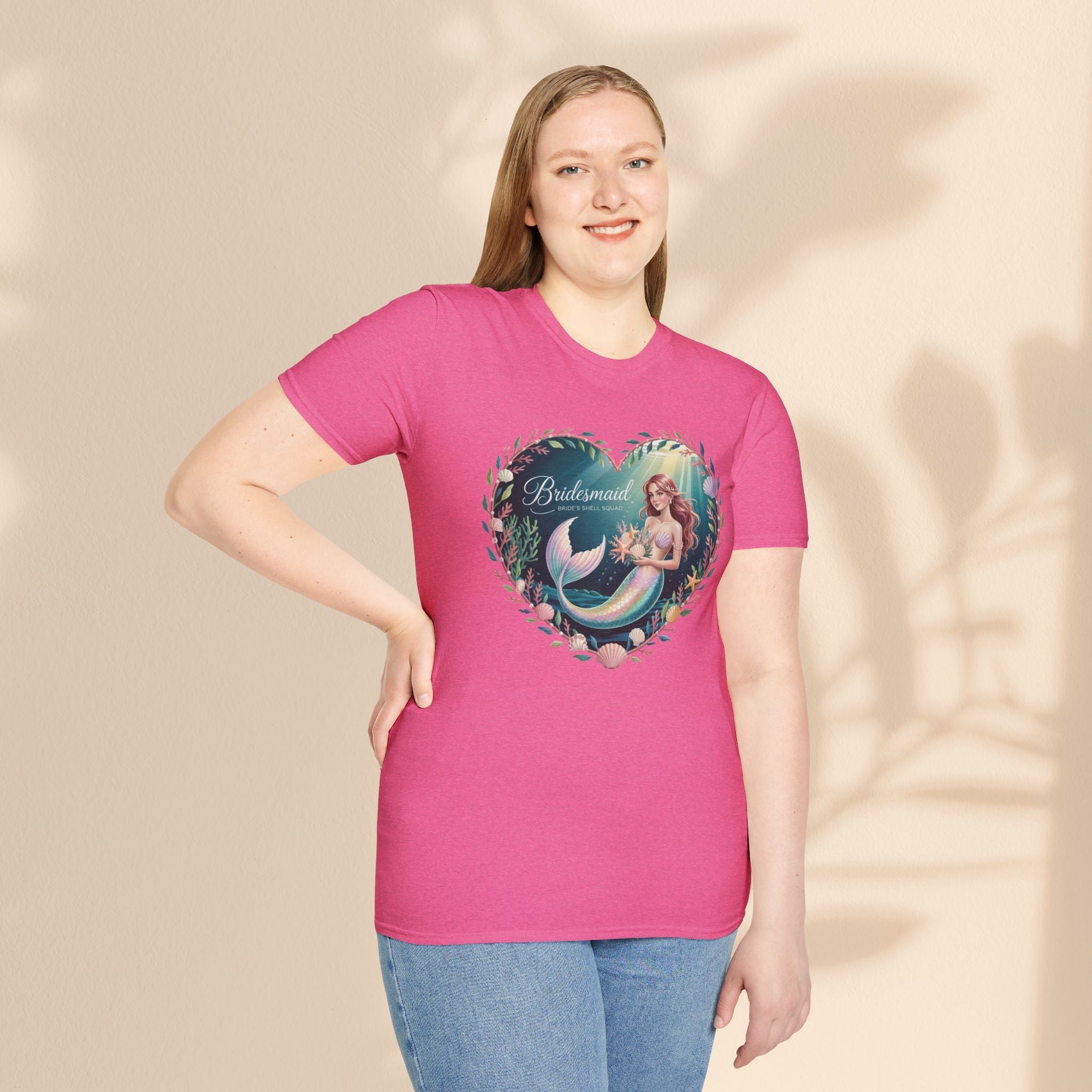 Bridesmaid Mermaid T-Shirt, Softstyle Unisex Tee, Wedding Party Gift, Beach Theme Shirt, Mermaid Lover Apparel, Bridesmaid Gift Idea