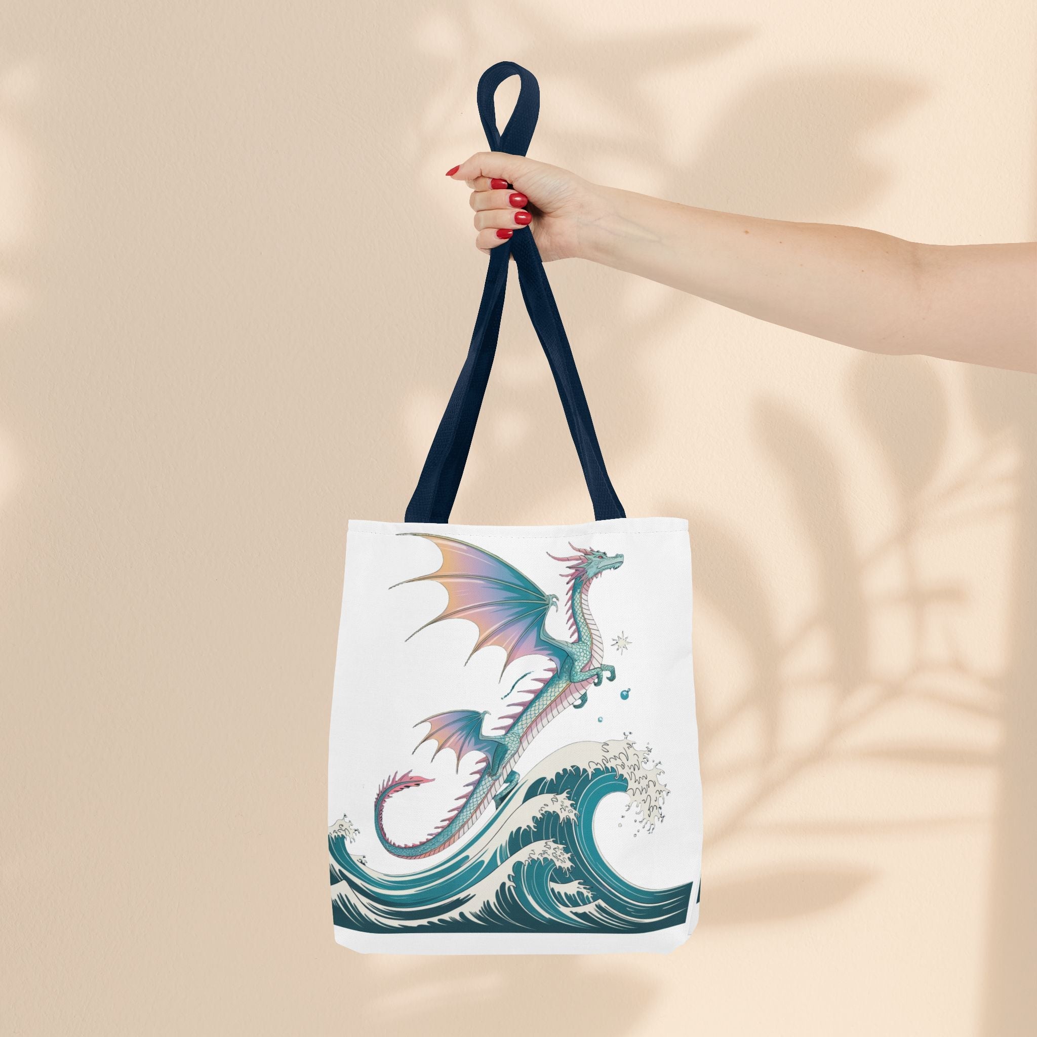 Dragons and Waves Tote Bag, Dragon Lovers Gift