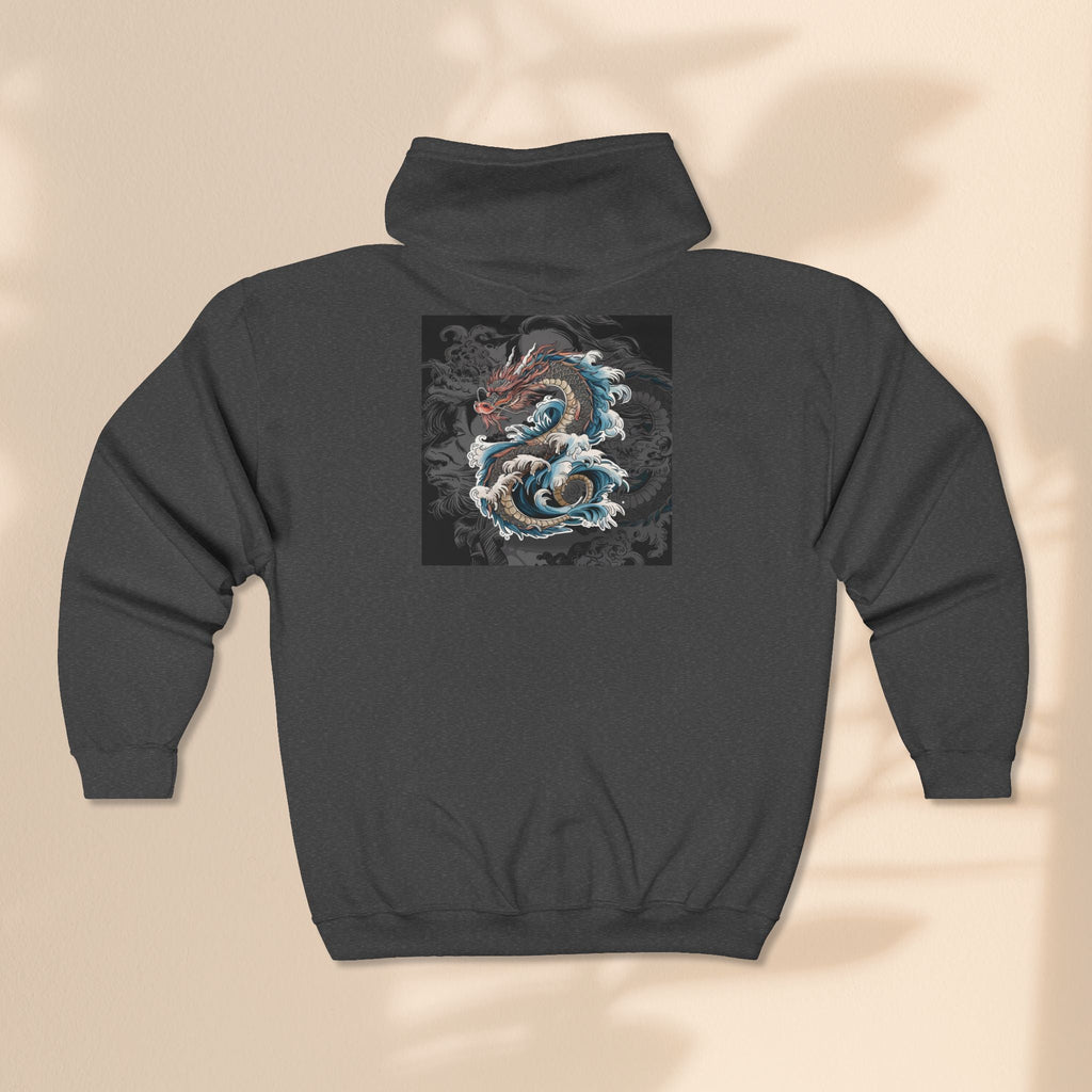 Dragon Wave Zip Hoodie - Unisex Heavy Blend Zip Up