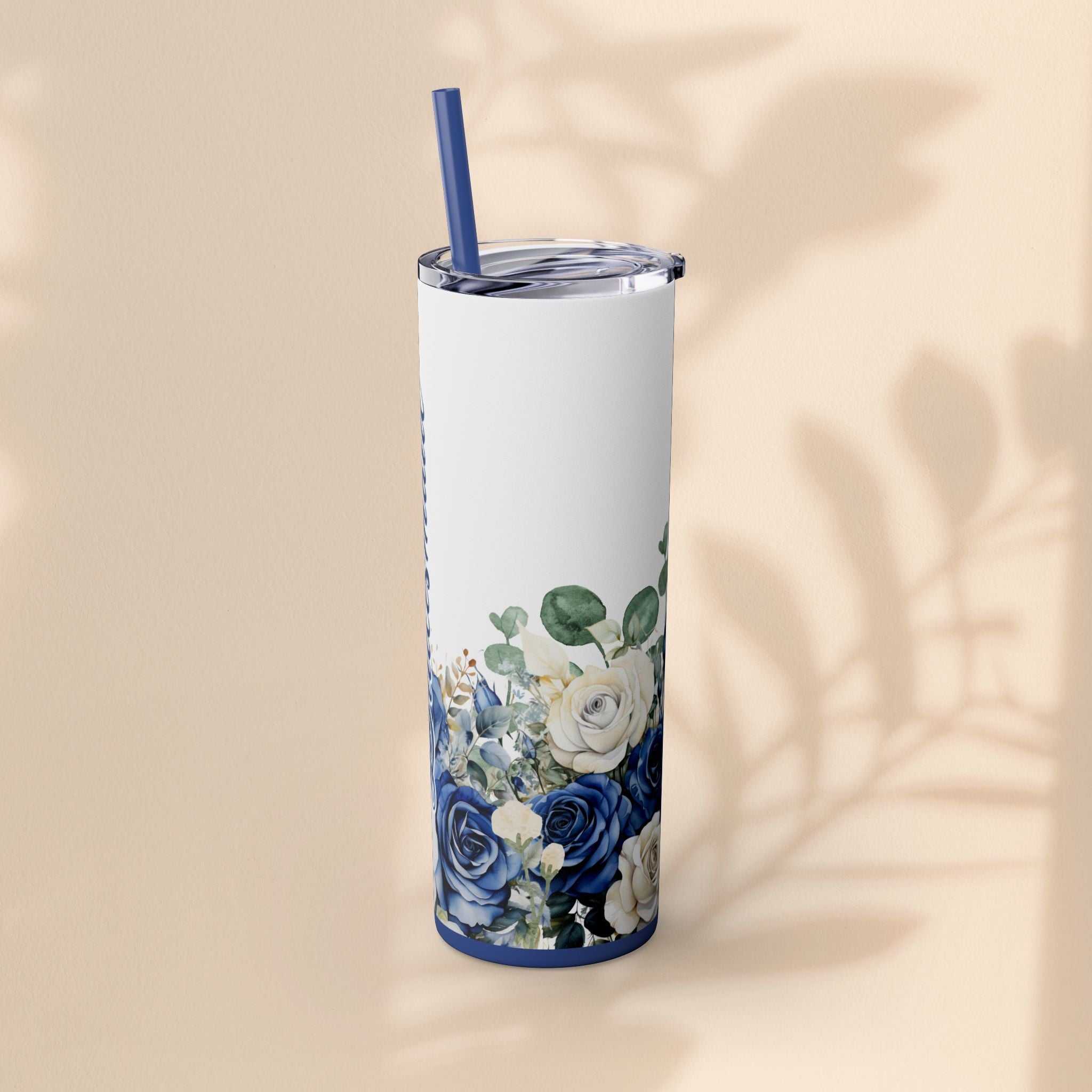Bridesmaid Bridal Party Skinny Tumbler, 20oz Floral Drinkware, Gift for Bridesmaid, Customized Wedding Favor