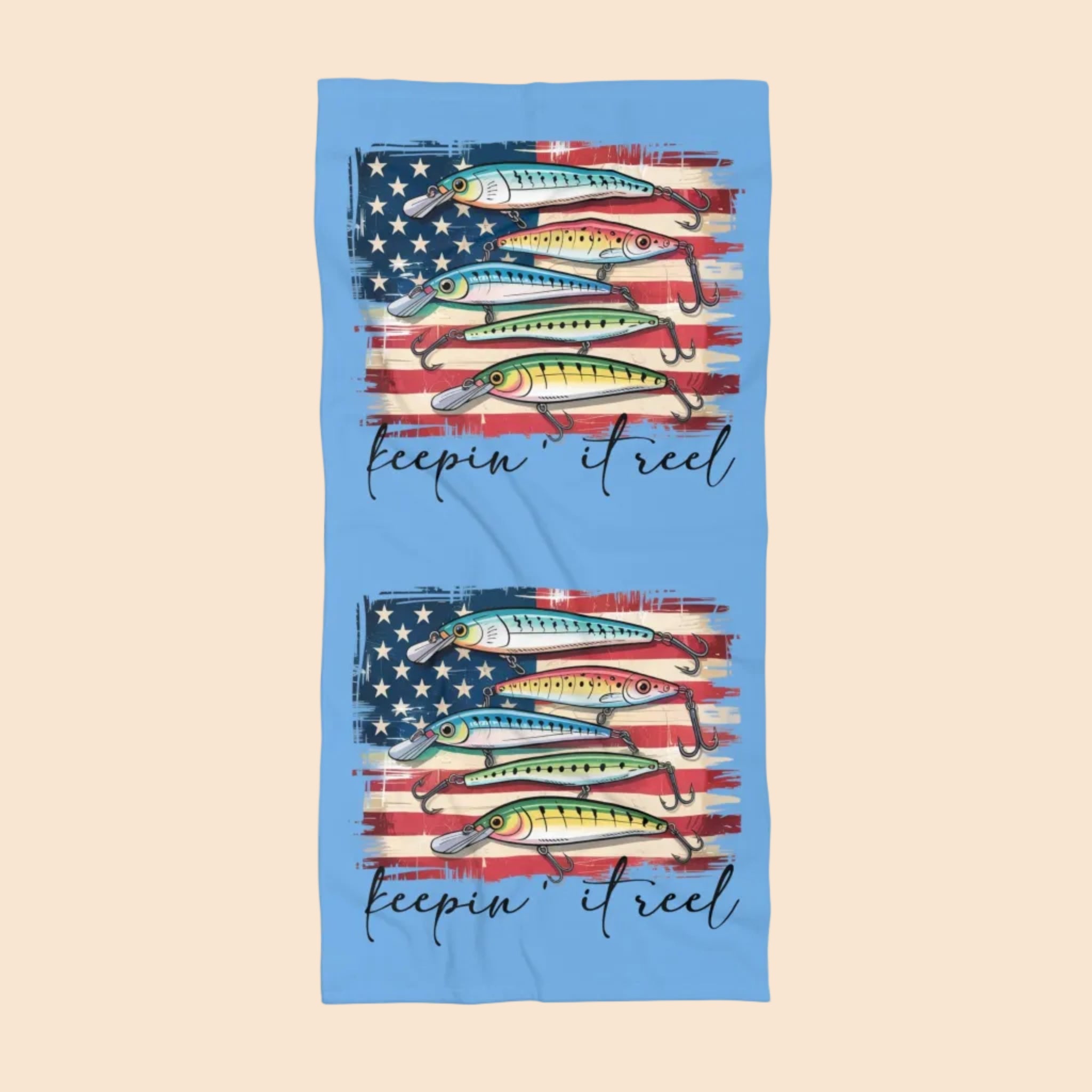 Patriotic Fishing Beach Towel - Keepin It Reel