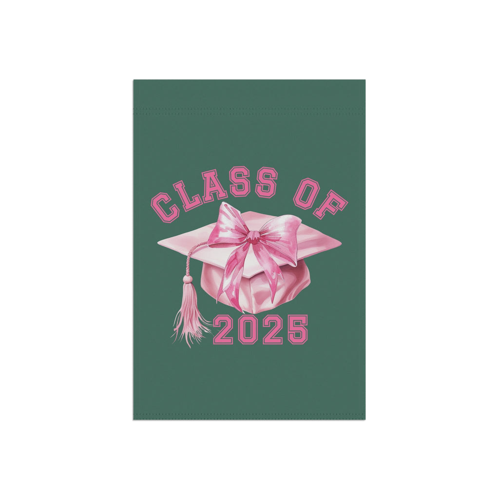 Graduation Garden Banner with Pink Cap & Bow - Class of 2025