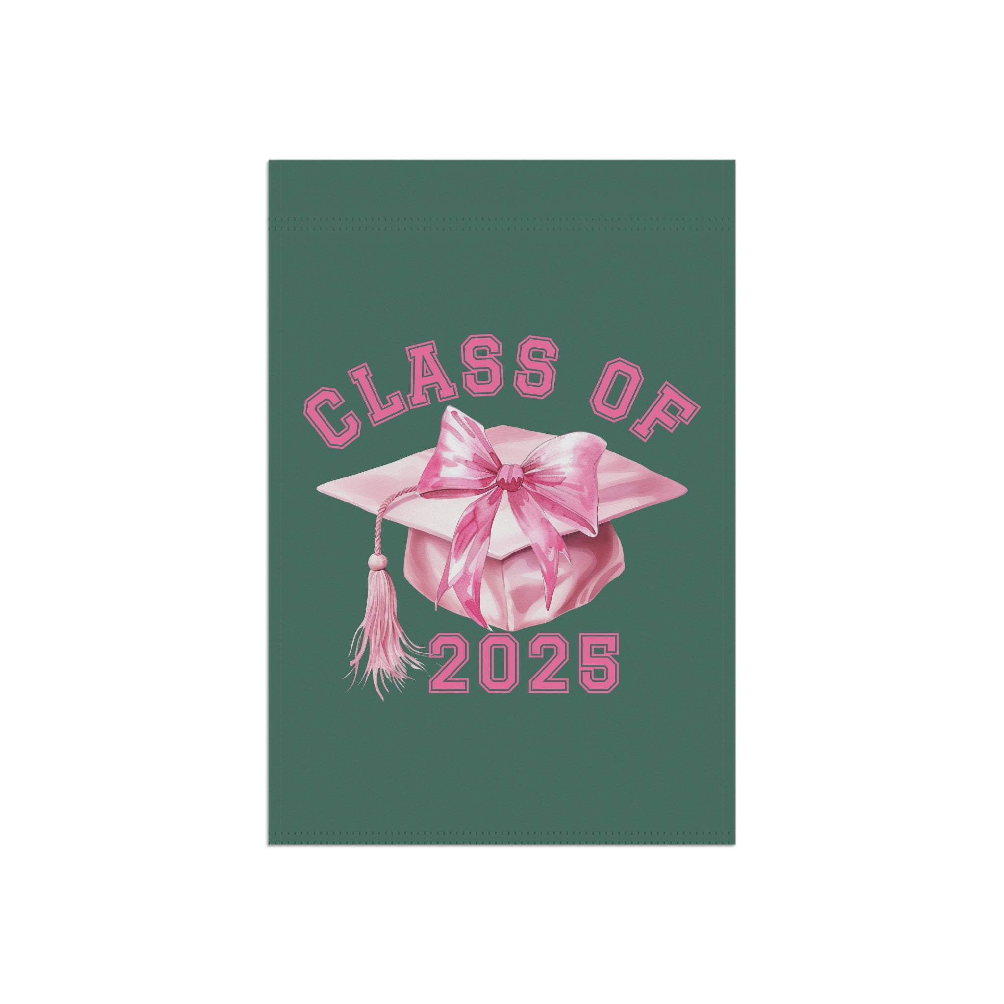 Graduation Garden Banner with Pink Cap & Bow - Class of 2025