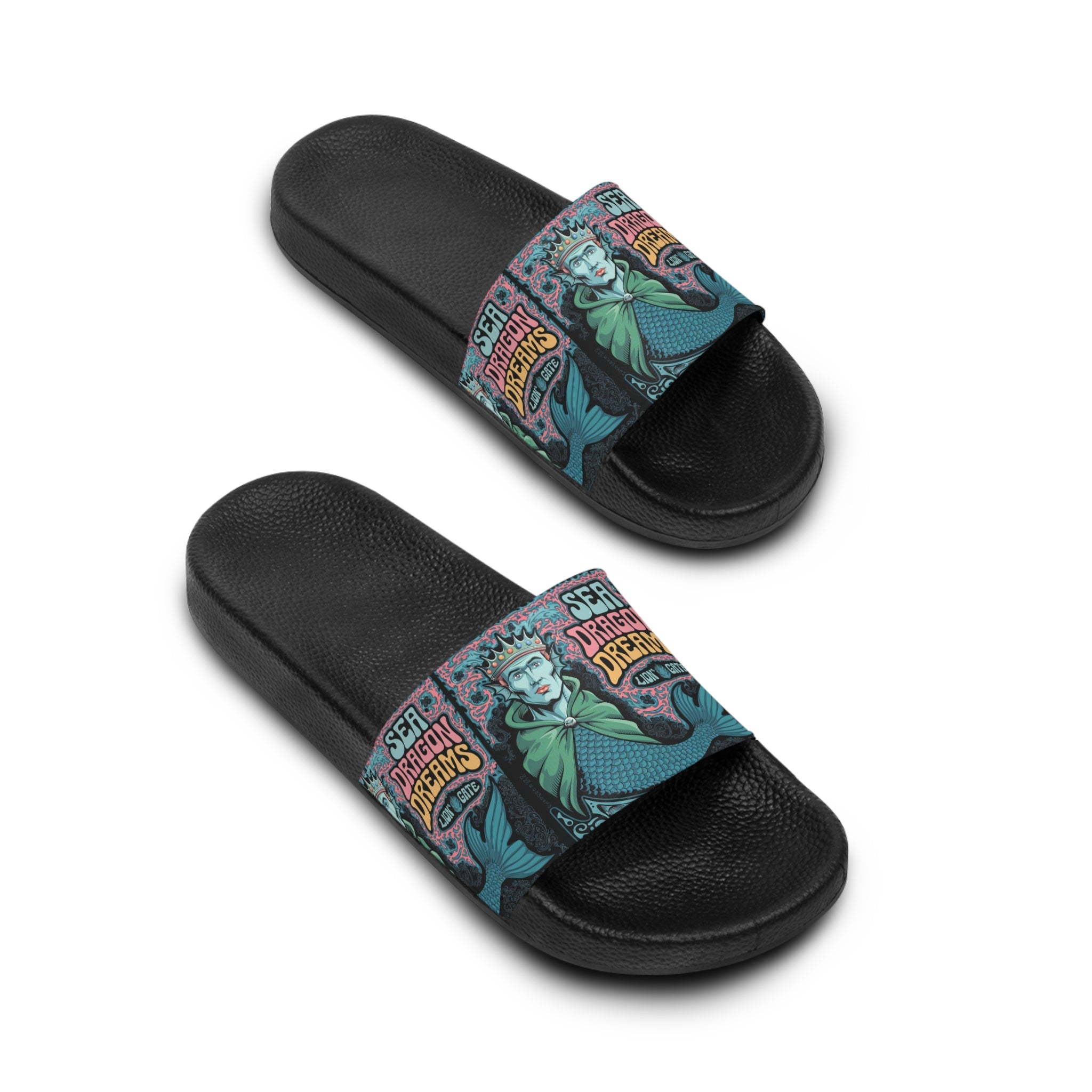 Men's Slide Sandals - Sea Dragon Dreams Merman