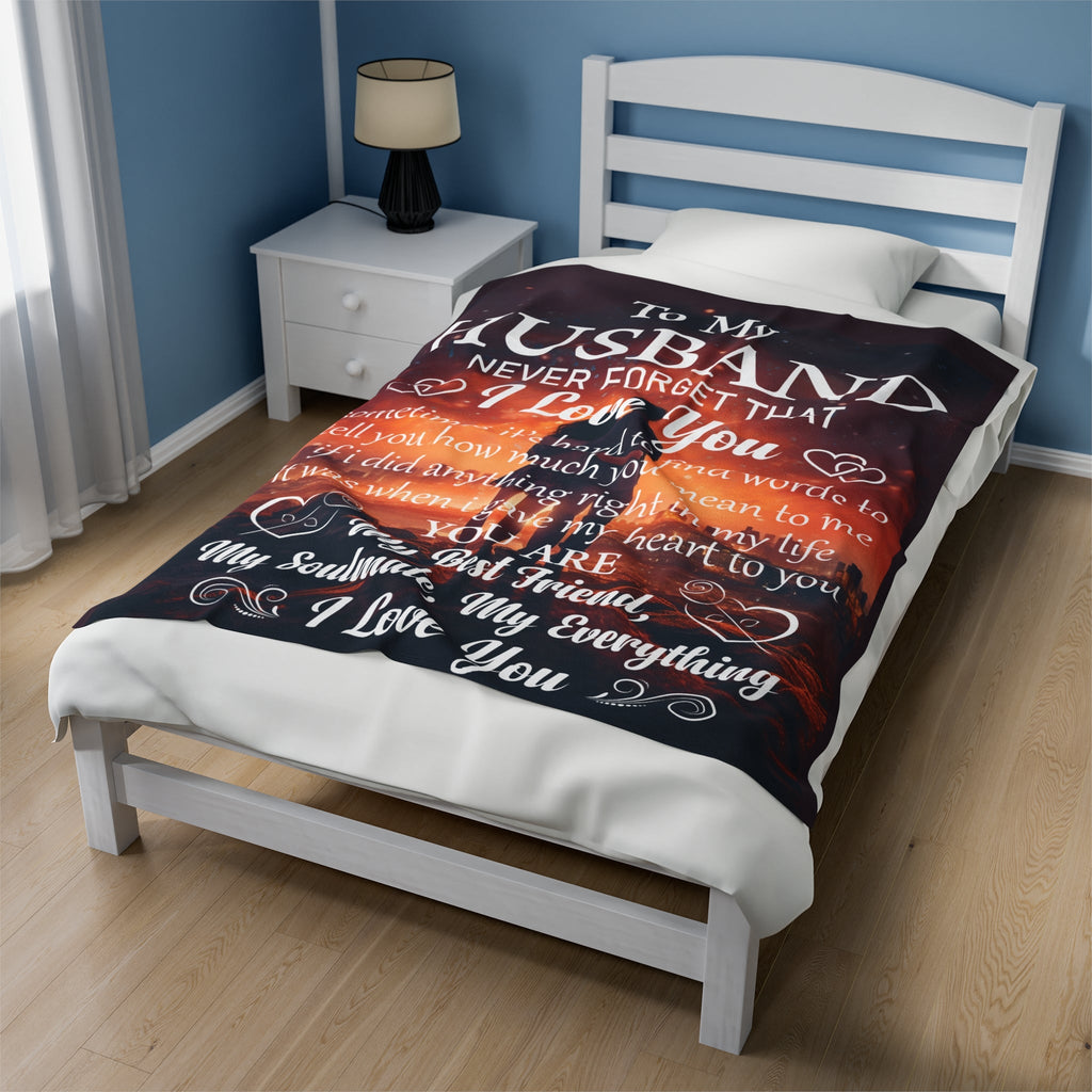 Husband Blanket Gift – Velveteen Plush | Romantic Gift for Husband from Wife