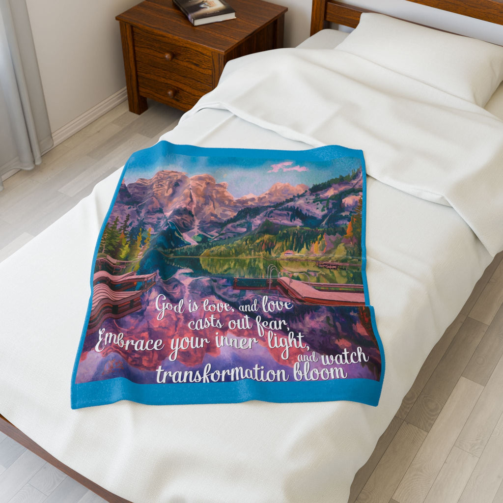 Inspirational Velveteen Plush Blanket – Embrace Your Inner Light