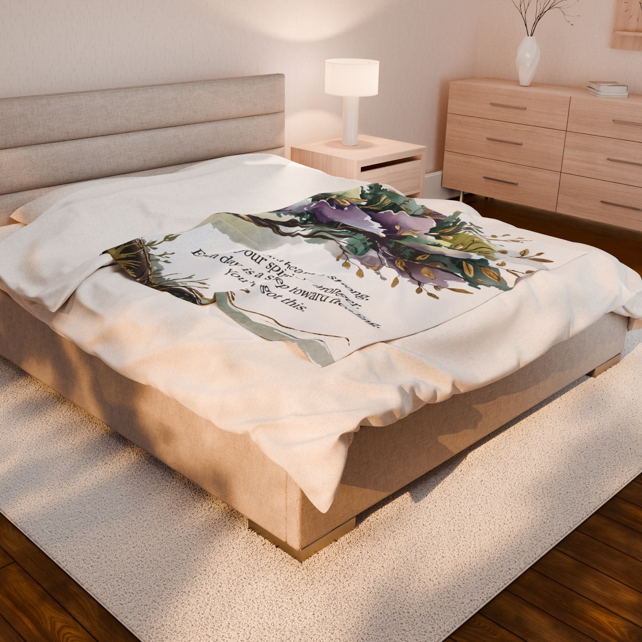 Inspirational Healing Velveteen Plush Blanket - Comforting Throw