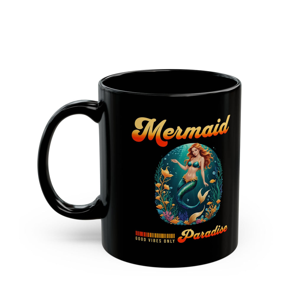 Mermaid Paradise Black Mug – Ocean Lover Coffee Cup