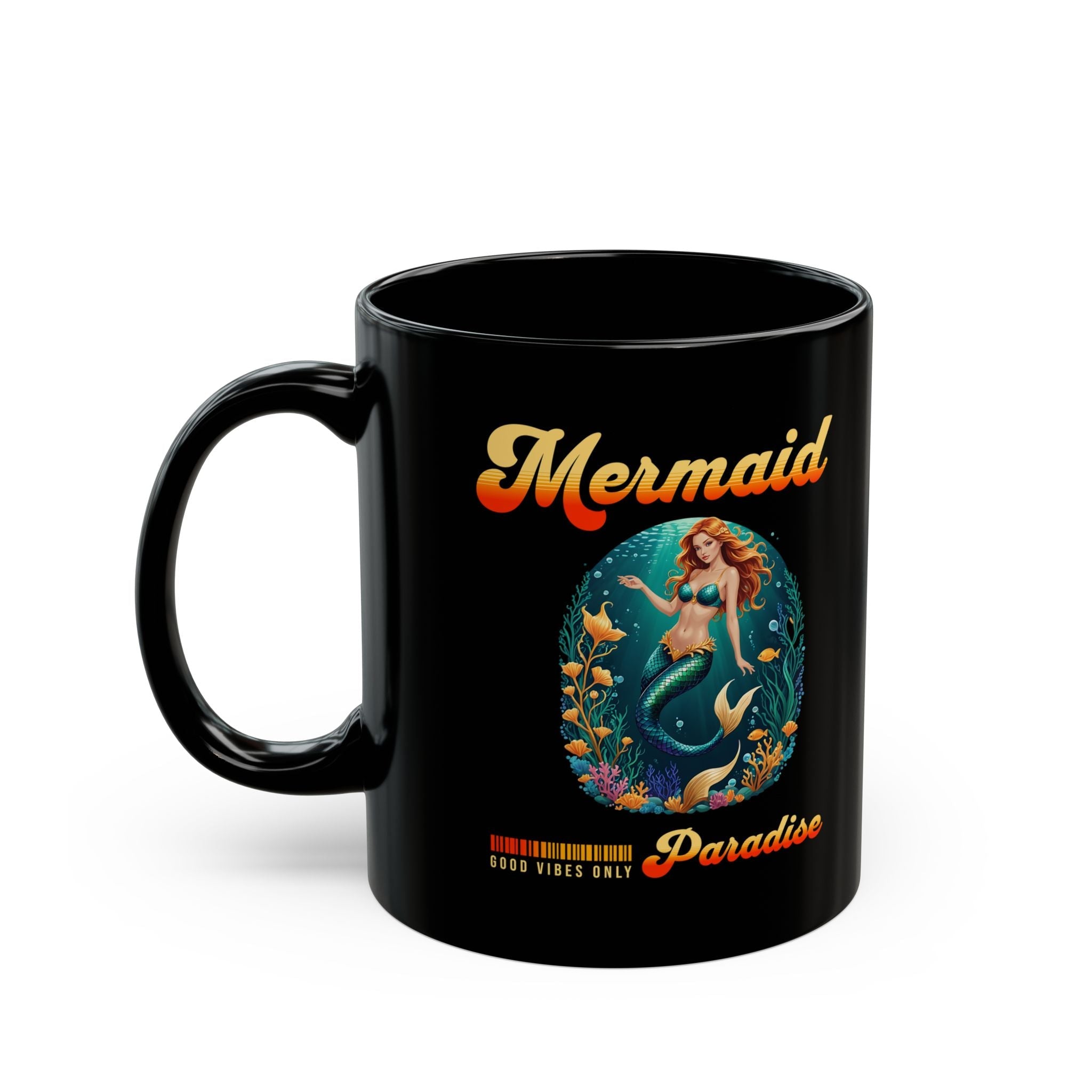 Mermaid Paradise Black Mug – Ocean Lover Coffee Cup