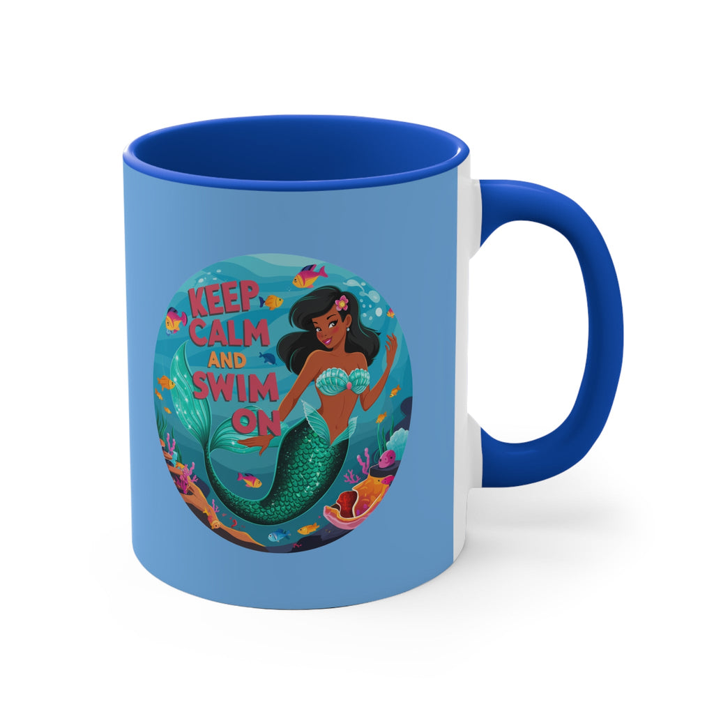 Keep Calm Swim On 11oz Accent Mug – Ocean Gift Cup