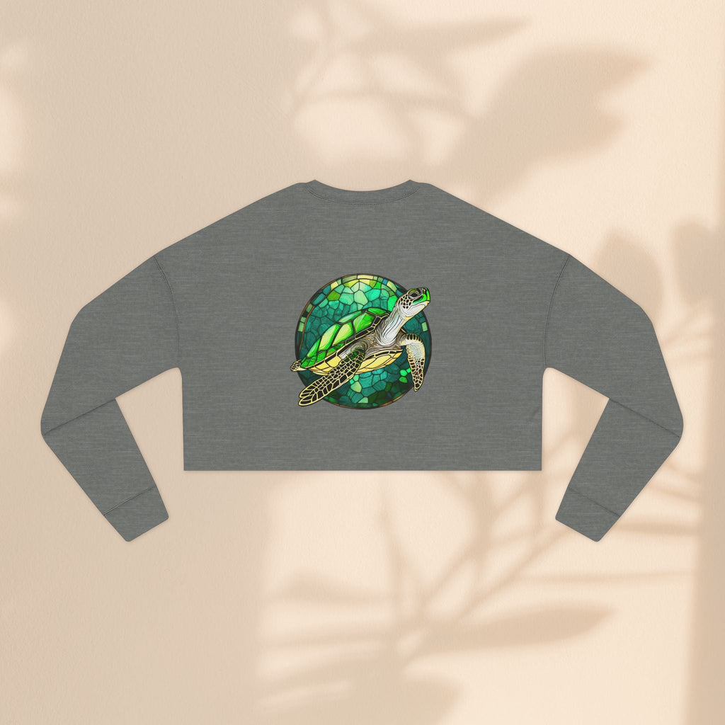 Eco-Friendly Women's Cropped Sweatshirt with Sea Turtle Design | Perfect for Nature Lovers