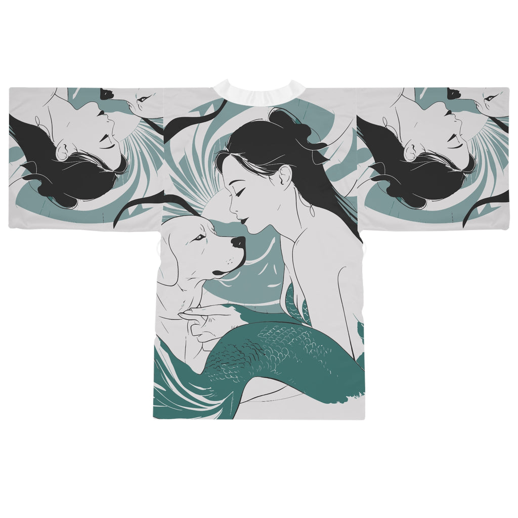Mermaid with Labrador – Long Sleeve Kimono Robe