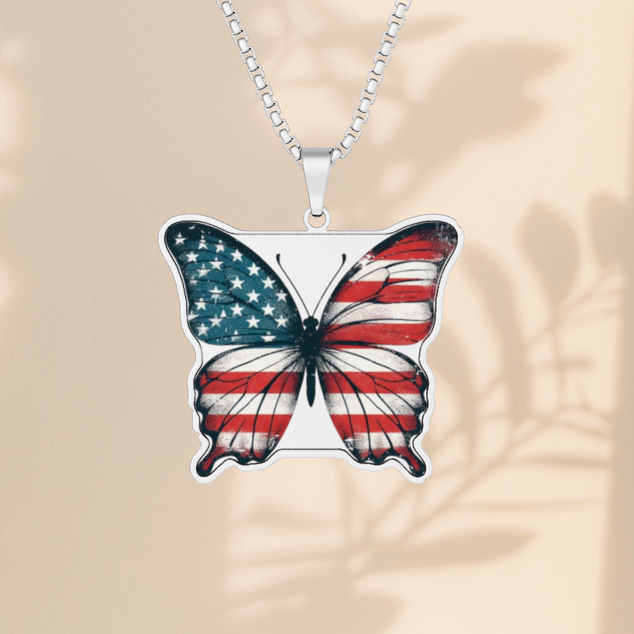 American Flag Butterfly Pendant