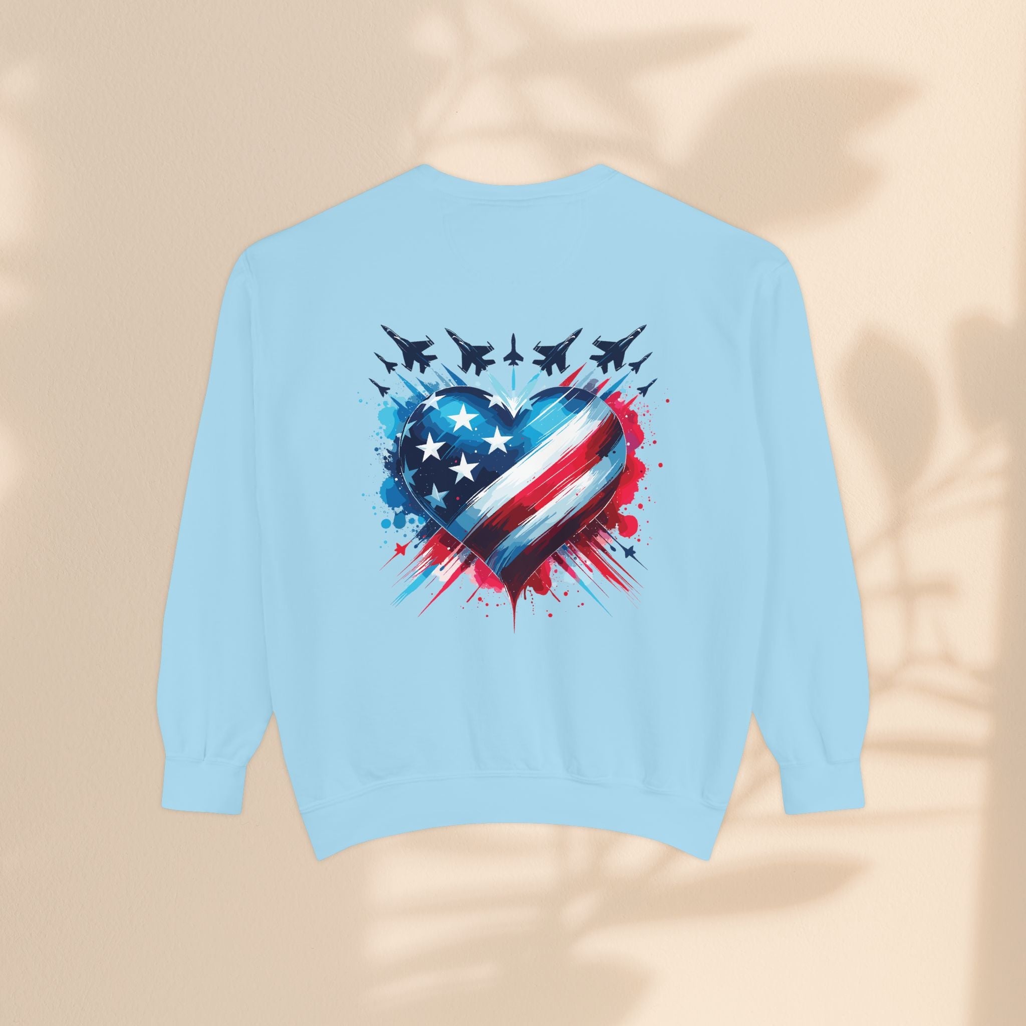 Patriotic Heart Sweatshirt, USA Pride Apparel, Unisex Fashion