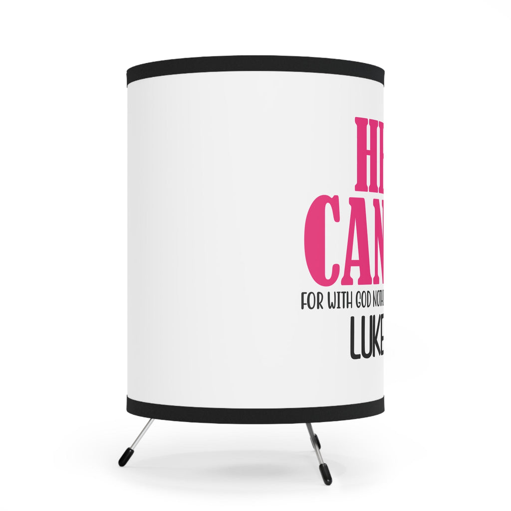 Inspirational Tripod Lamp - "Heal Cancer" Design with Luke 1:37