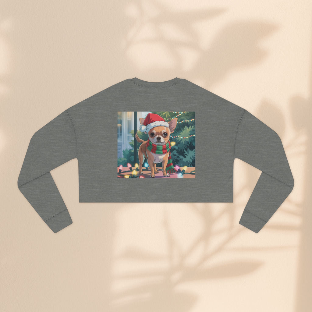 Festive Chihuahua Cropped Sweatshirt, Holiday Sweatshirt
