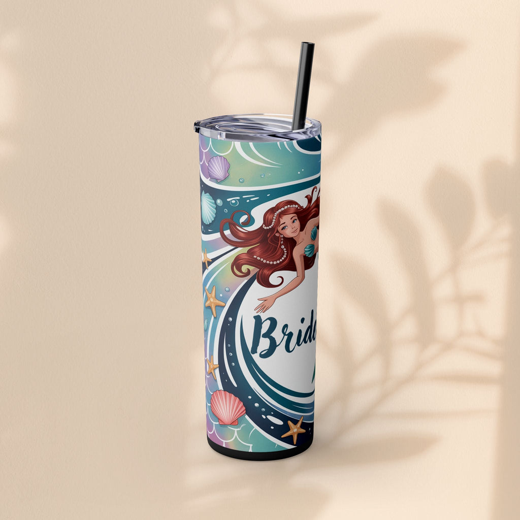 Mermaid Bridesmaid Tumbler, 20oz Skinny Tumbler | Wedding Favor, Bridal Party Gift, Personalized Drinkware, Ocean Theme