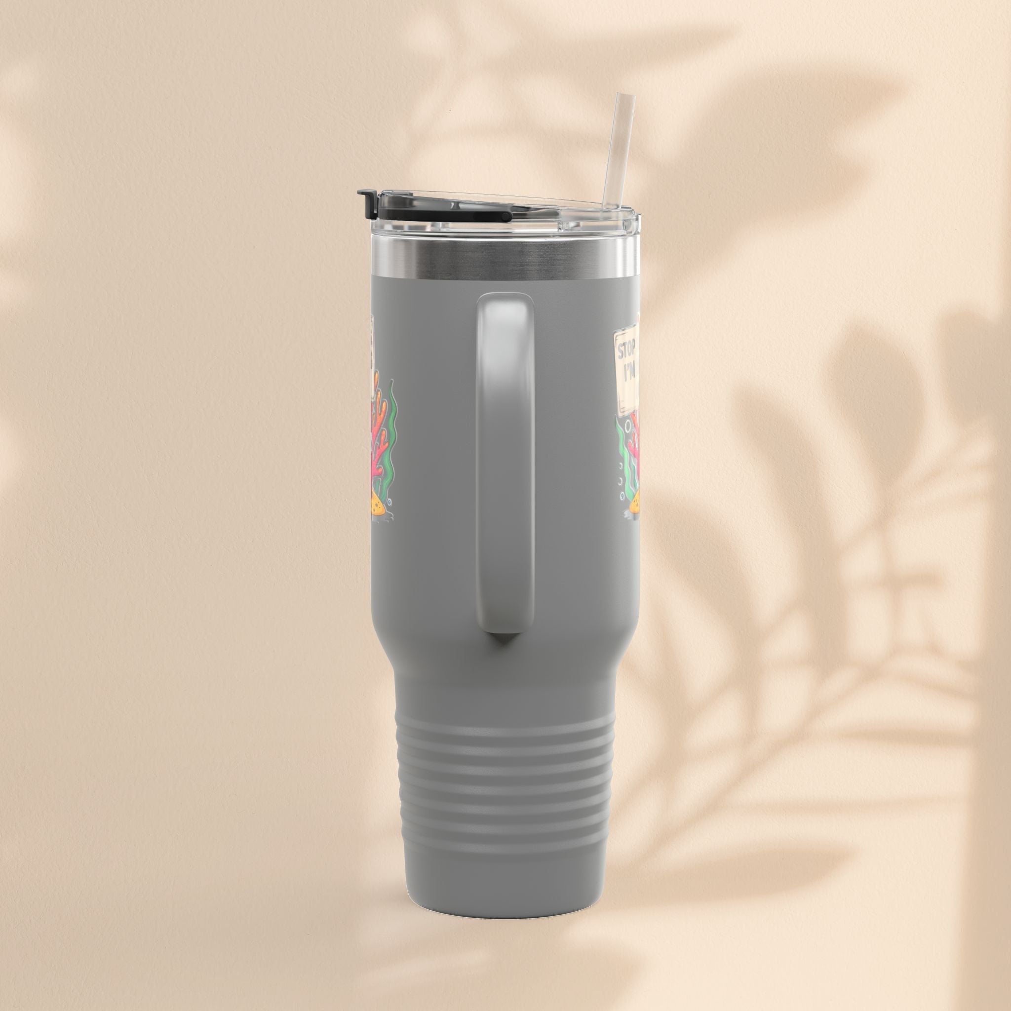 Colorful Coral Reef Insulated Travel Mug - Stop Staring, I'm Reefing Out!