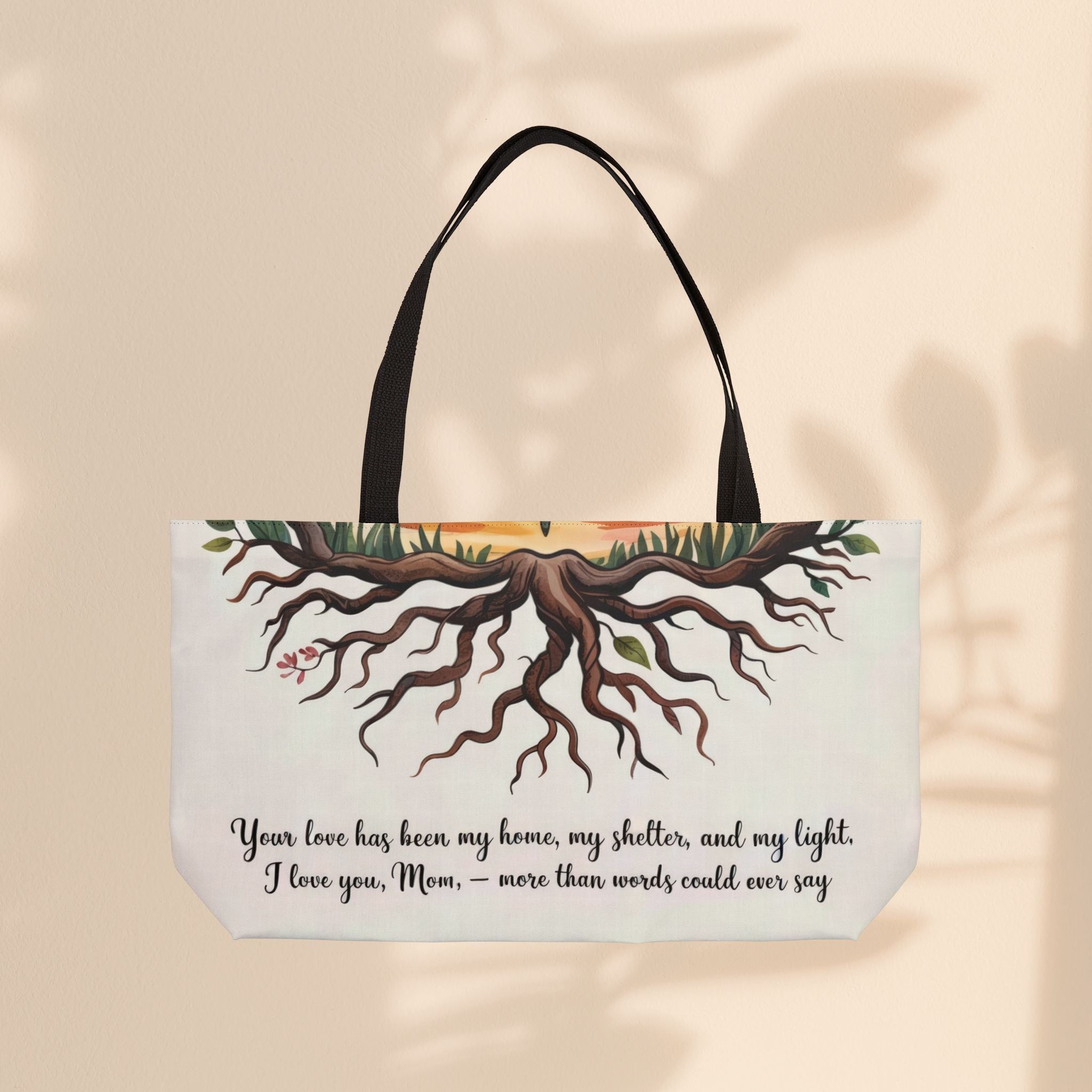 Inspiring Weekender Tote Bag - 'Roots to Grow & Wings to Fly' | Perfect Gift for Moms