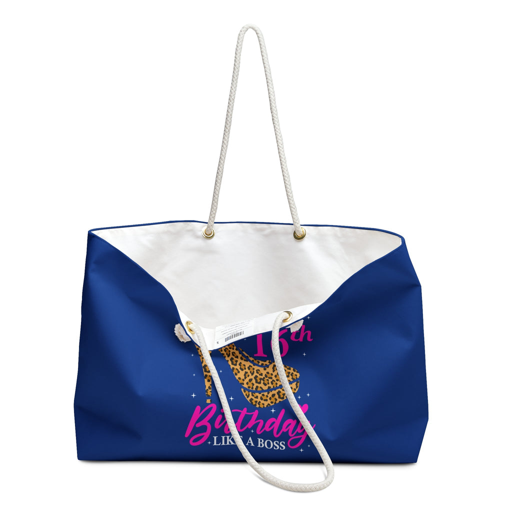 Birthday Weekender Bag, Chic Travel Tote, 16th Birthday Gift, Leopard Print Bag, Stylish Party Accessory, Celebration Tote
