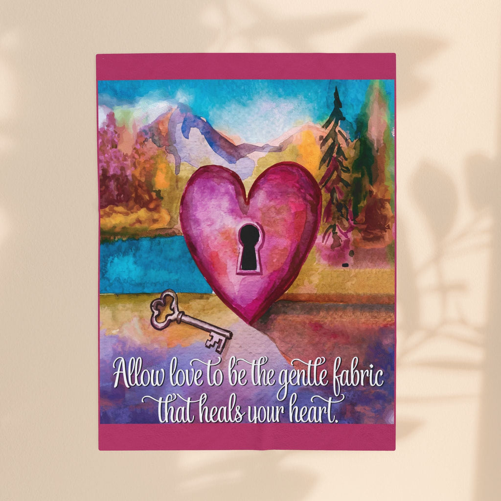 Inspirational Velveteen Plush Blanket - "Allow Love to Heal Your Heart"