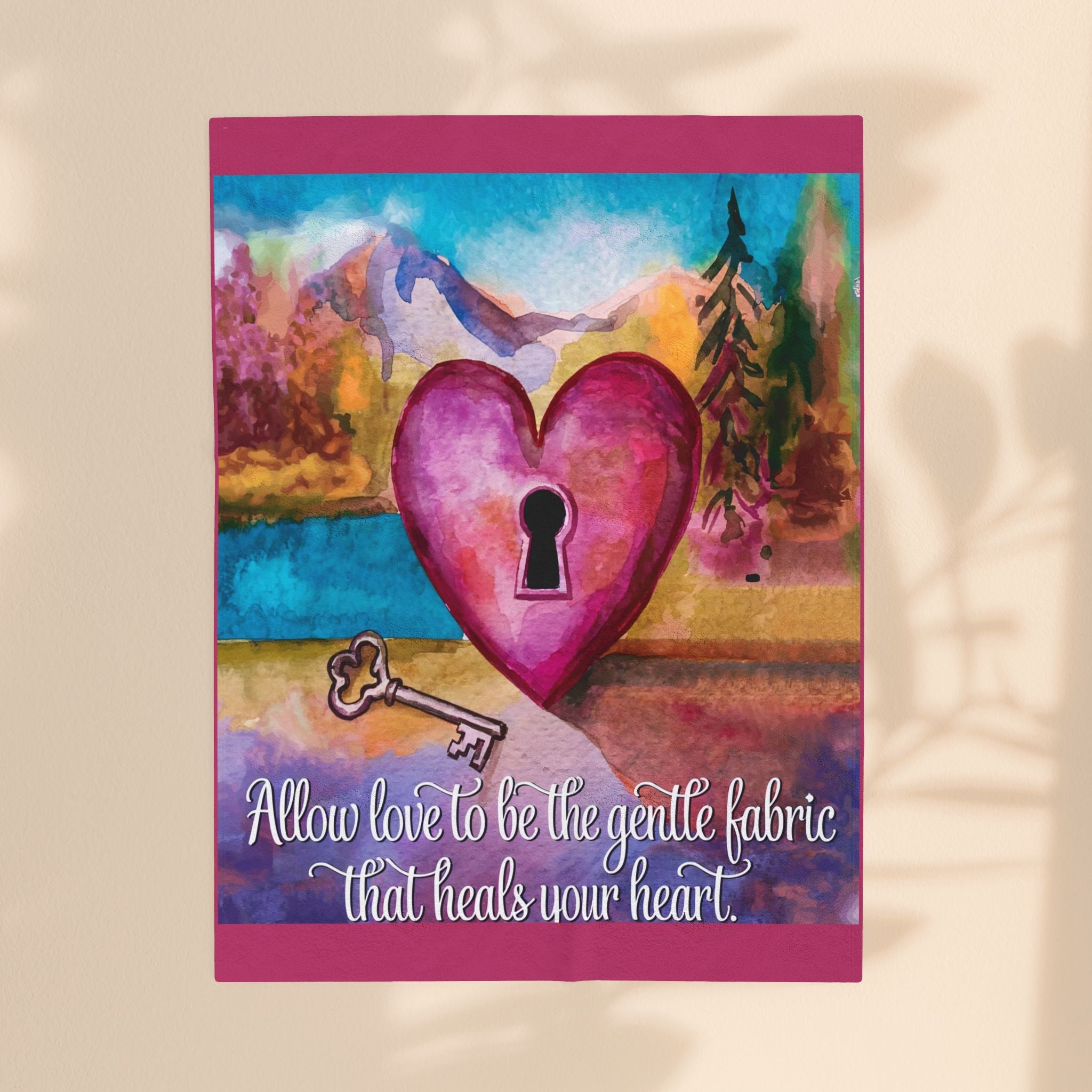 Inspirational Velveteen Plush Blanket - "Allow Love to Heal Your Heart"