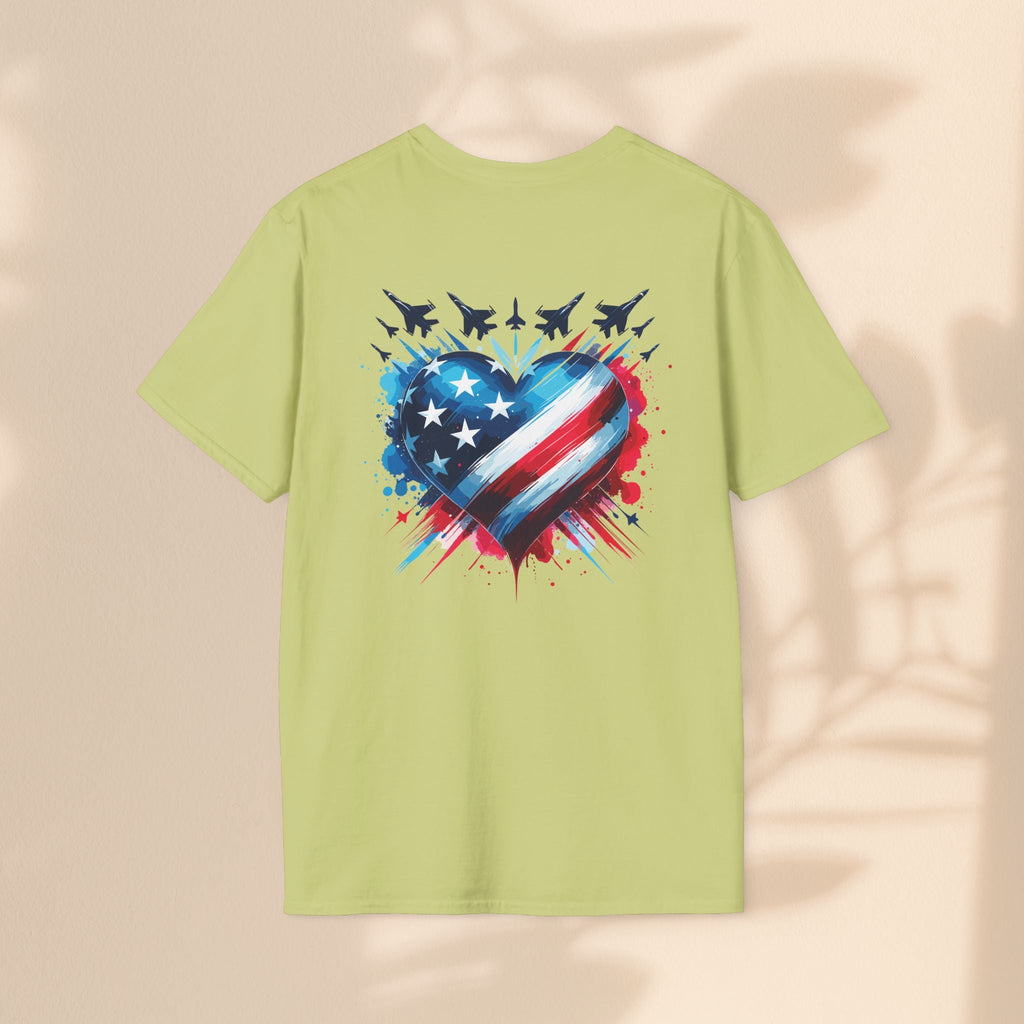 Patriotic Heart Unisex Softstyle T-Shirt - Perfect for Independence Day