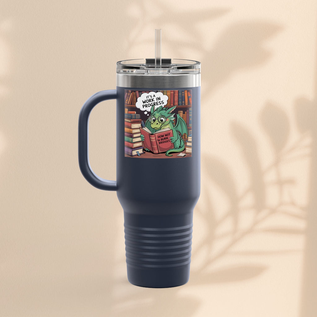 Colorful Insulated Travel Mug, 40oz | How Not To Burn Bridges - It's A Work In Progress - Perfect for Book Lovers, Gifts for Readers