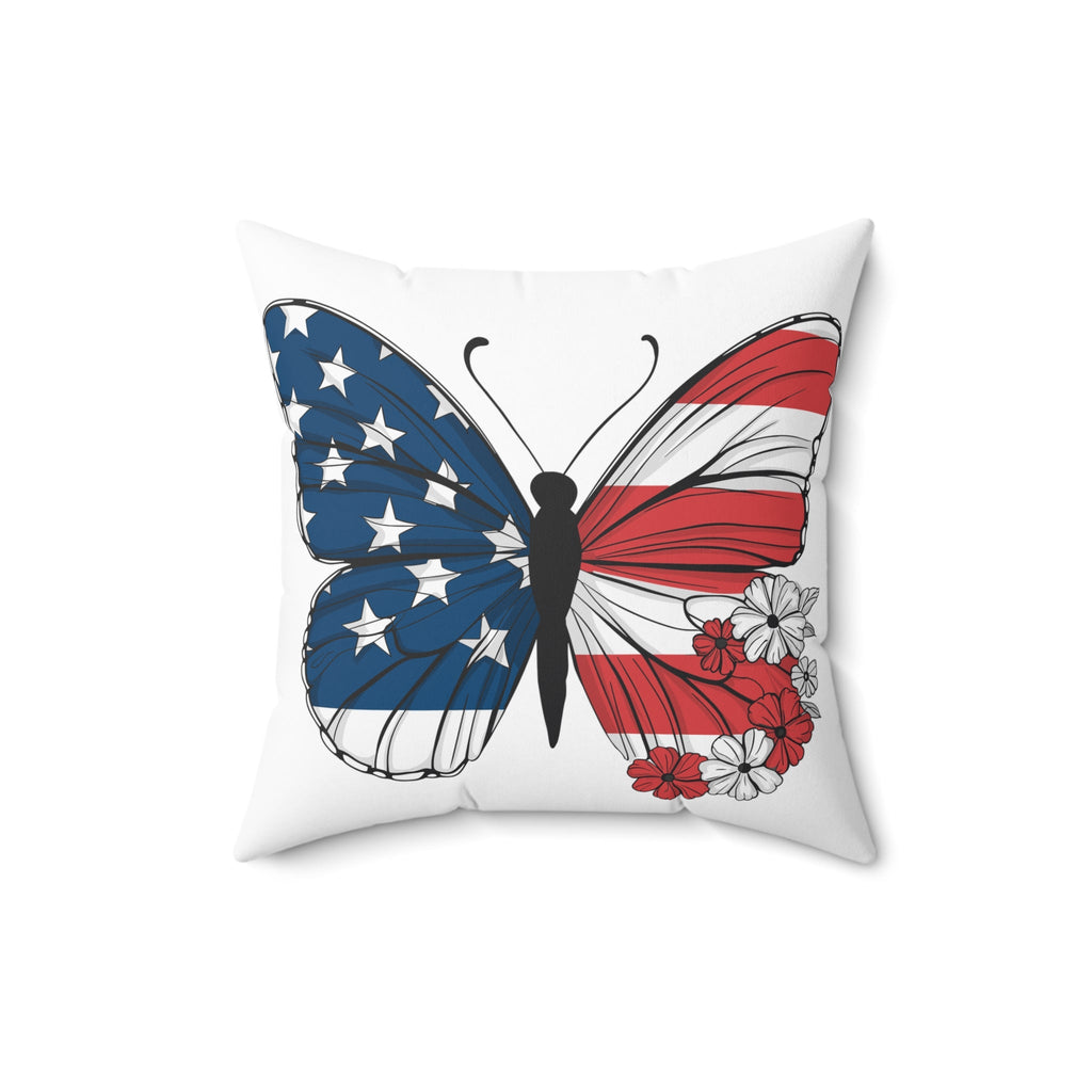 Patriotic Butterfly Pillow, Home Decor, July 4th Decoration, Gift for Her, Boho Cushion, Americana Decor