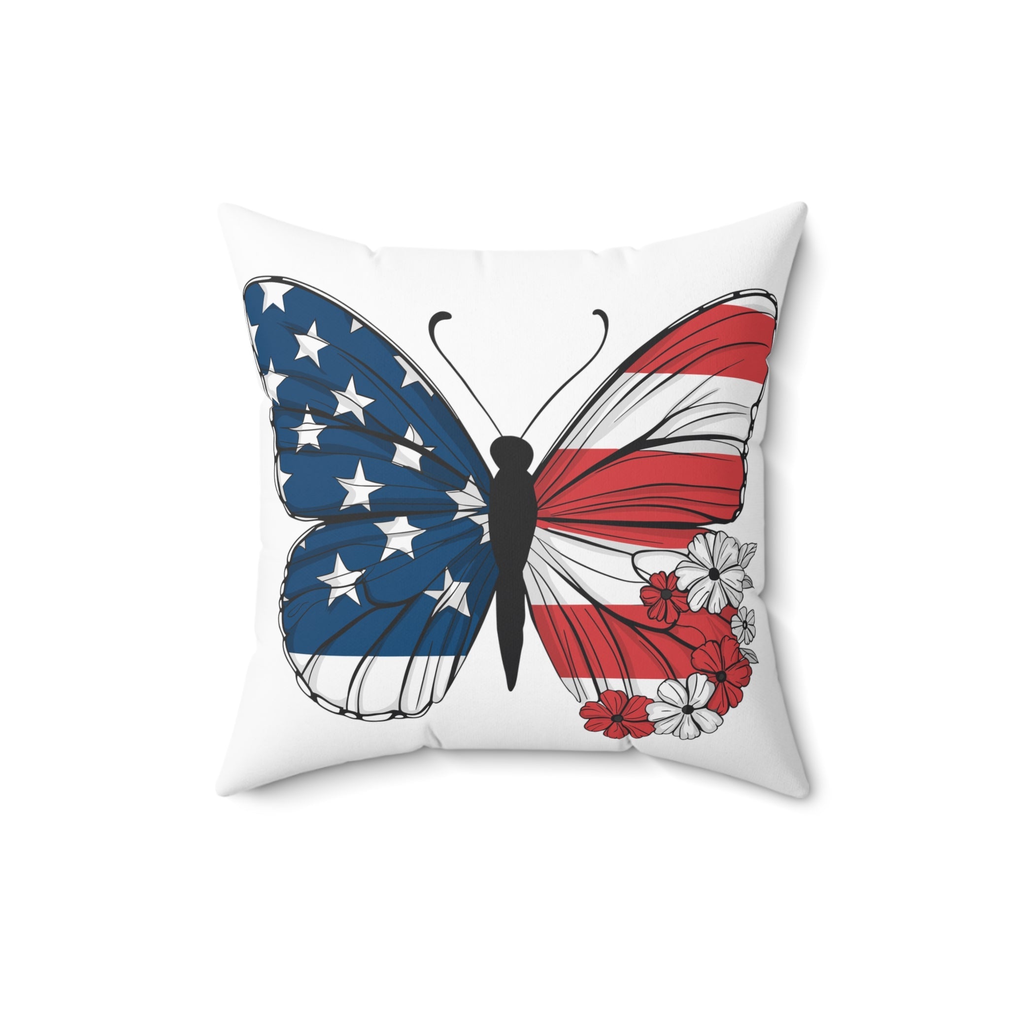 Patriotic Butterfly Pillow, Home Decor, July 4th Decoration, Gift for Her, Boho Cushion, Americana Decor