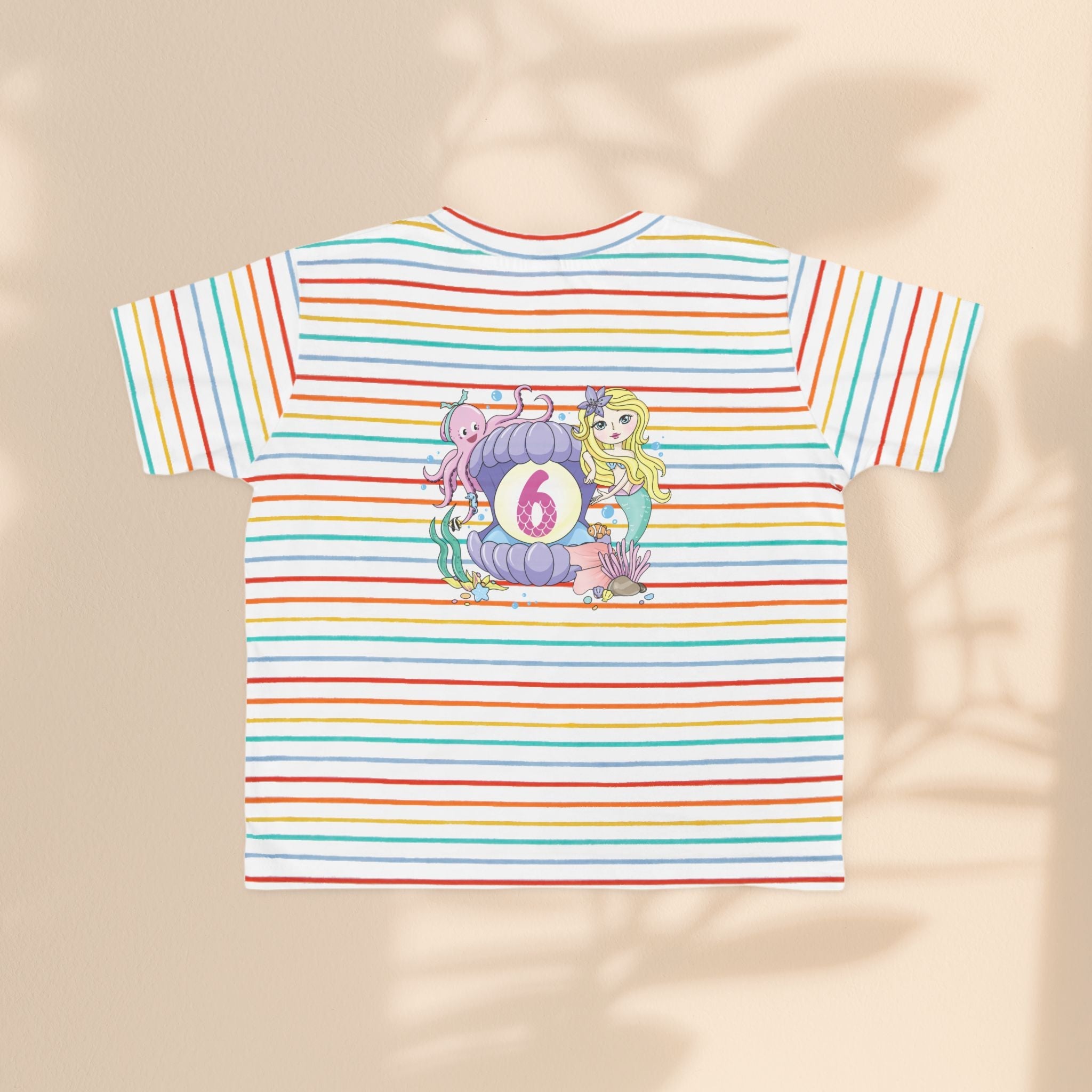 Age 6 Toddler Tee with Mermaid & Octopus Design - Birthday Celebration