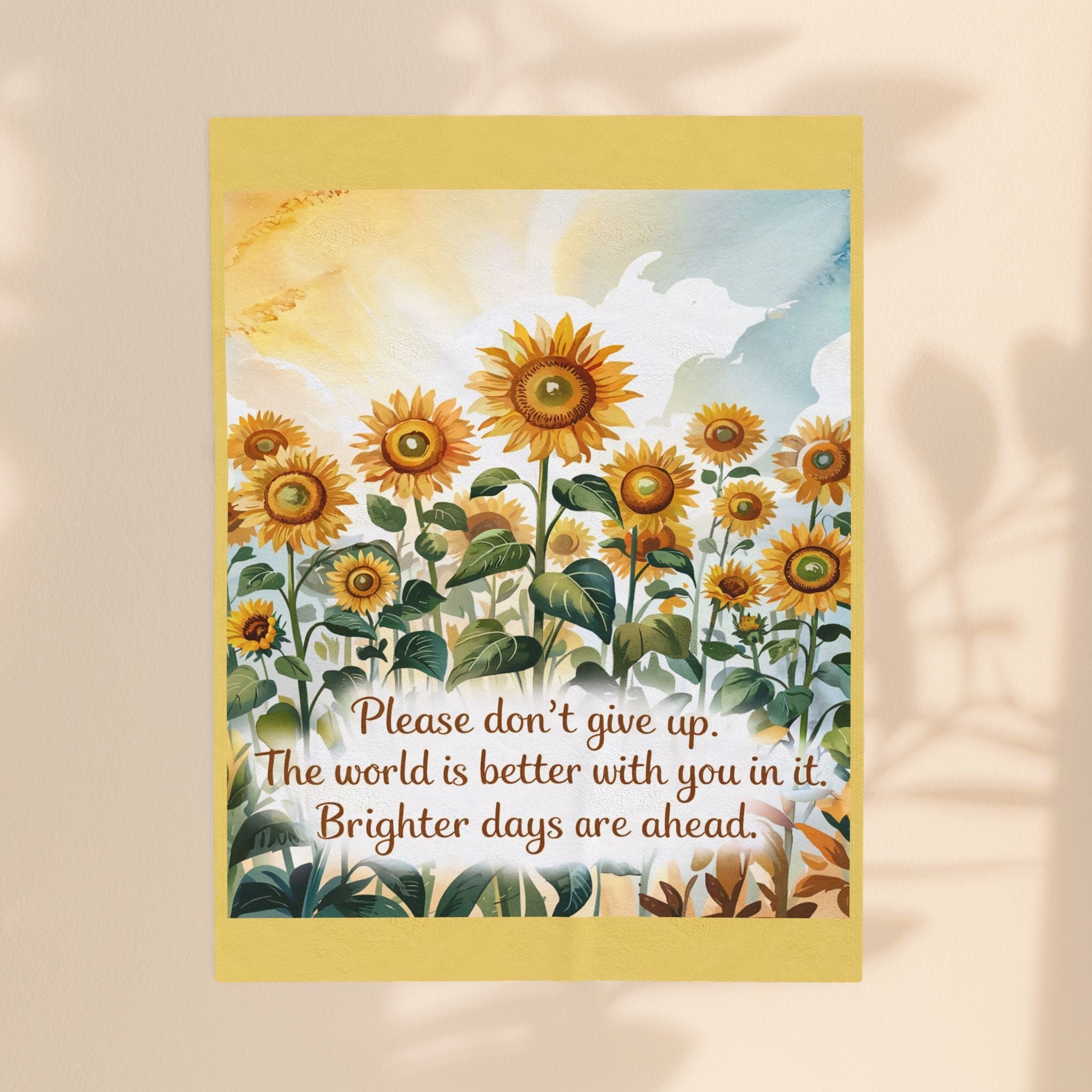 Don't Give Up Sunflower Velveteen Plush Blanket - Brighter Days Ahead