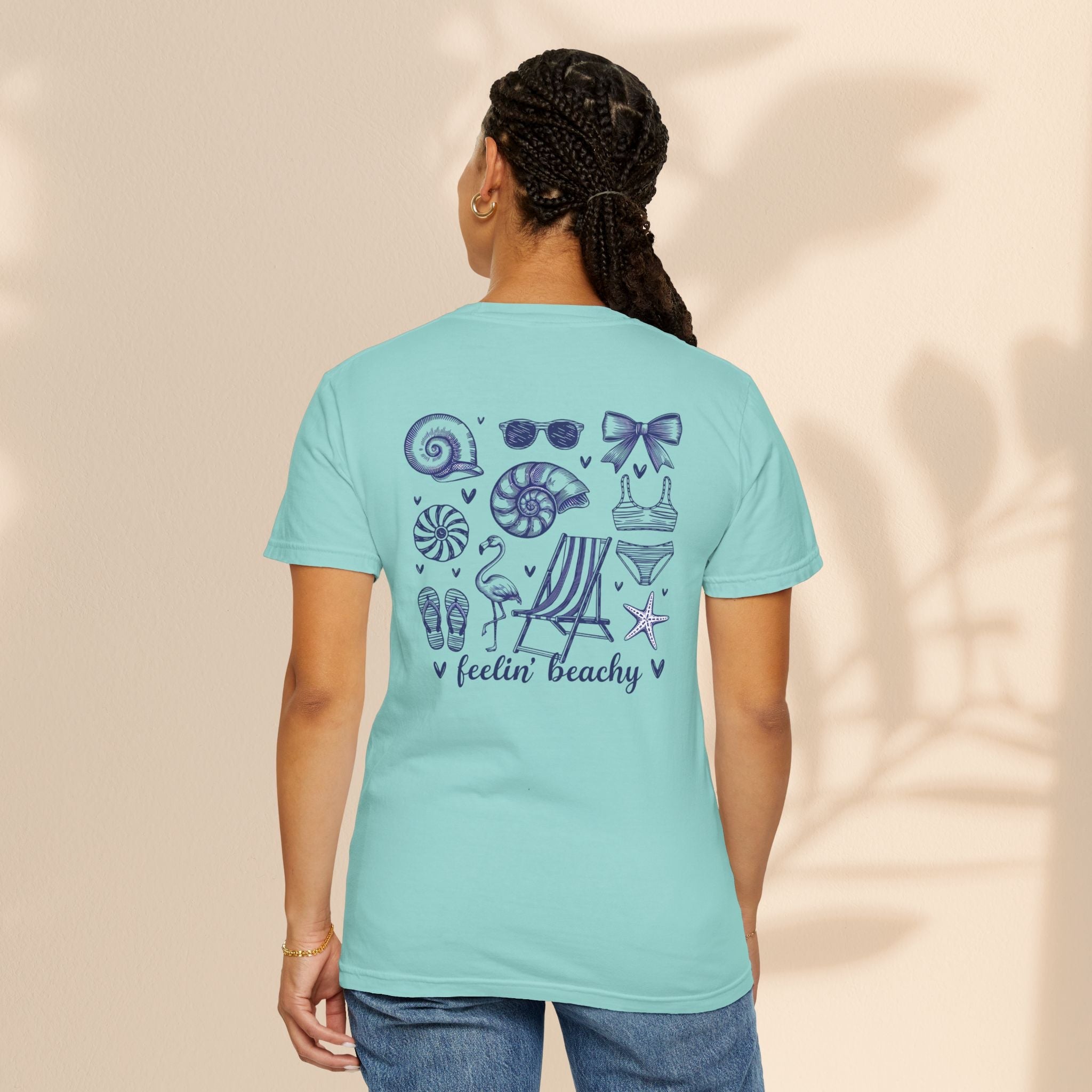 Beach Vibes Unisex Garment-Dyed T-shirt - ‘Feelin' Beachy’ Design