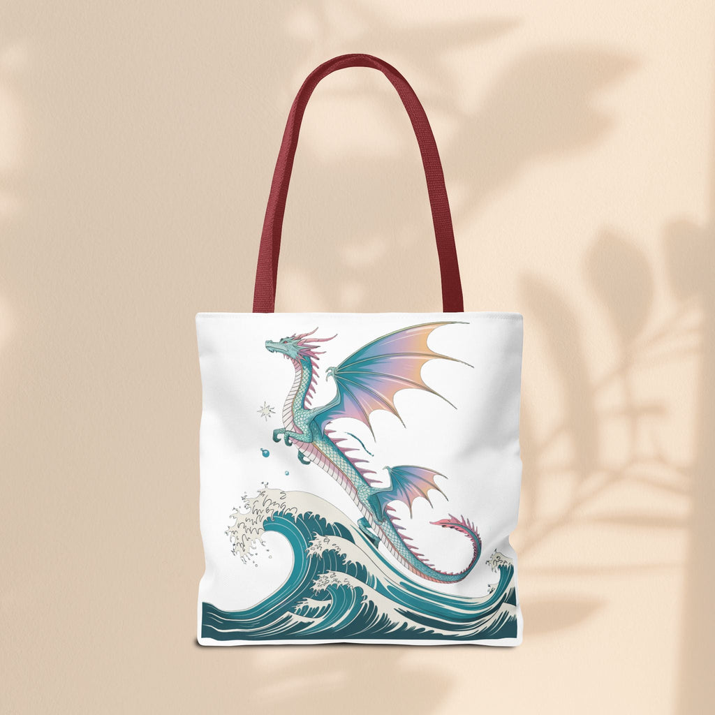 Dragons and Waves Tote Bag, Dragon Lovers Gift