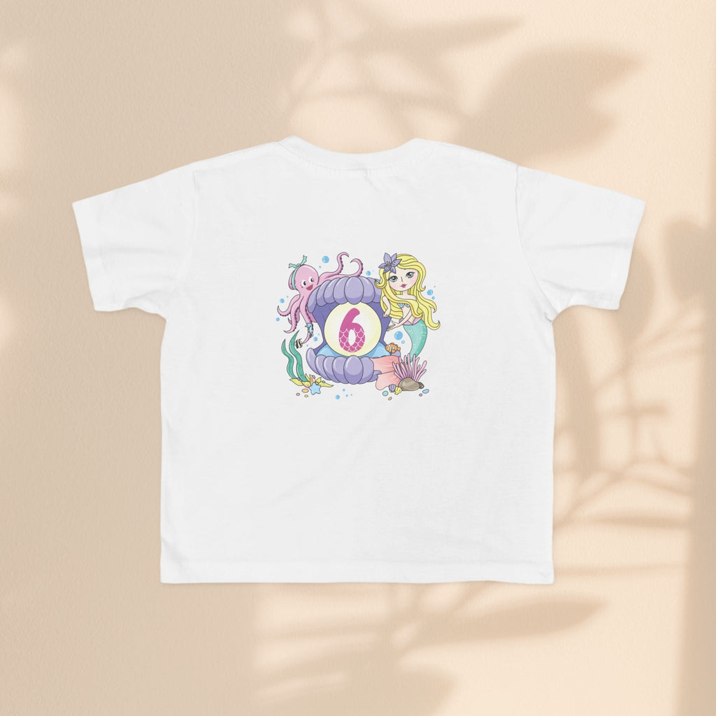 Age 6 Toddler Tee with Mermaid & Octopus Design - Birthday Celebration