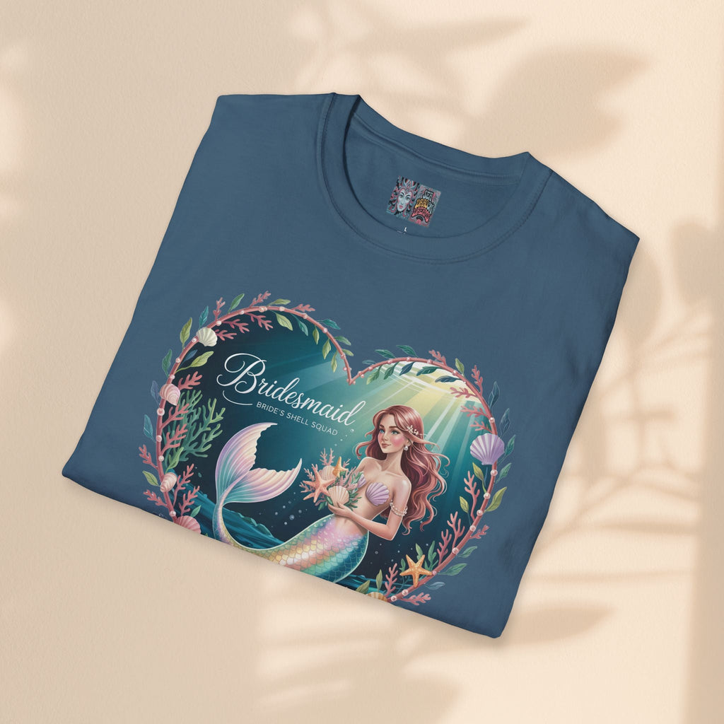 Bridesmaid Mermaid T-Shirt, Softstyle Unisex Tee, Wedding Party Gift, Beach Theme Shirt, Mermaid Lover Apparel, Bridesmaid Gift Idea