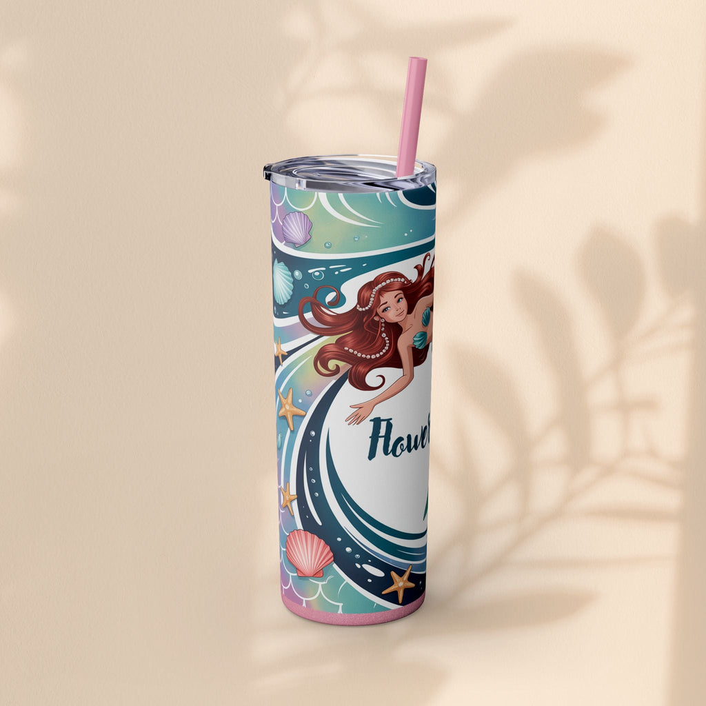 Mermaid Skinny Tumbler, Perfect for Flower Girls, Beach Days, Bachelorette Parties, Travel Mugs, Gift for Ocean Lovers