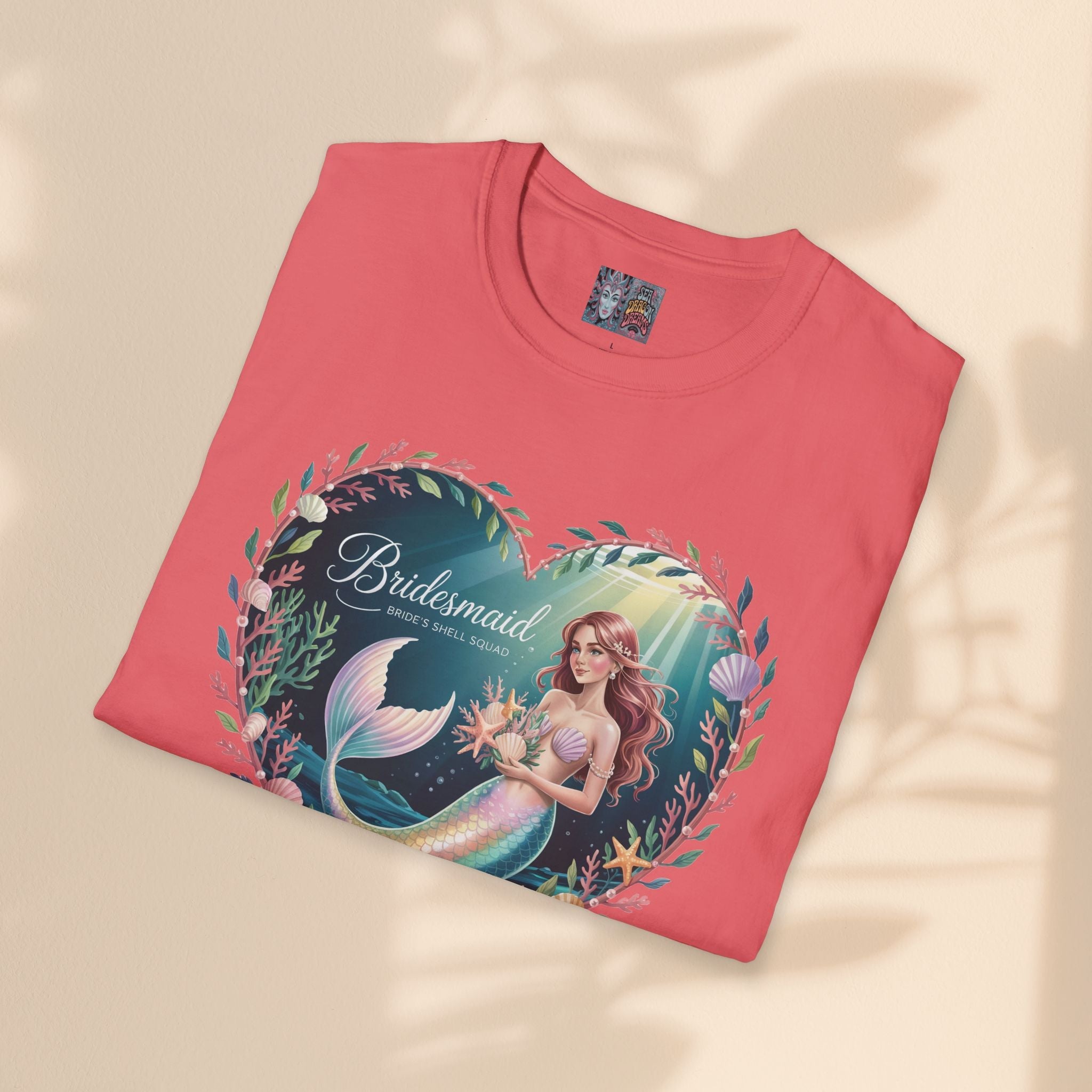 Bridesmaid Mermaid T-Shirt, Softstyle Unisex Tee, Wedding Party Gift, Beach Theme Shirt, Mermaid Lover Apparel, Bridesmaid Gift Idea