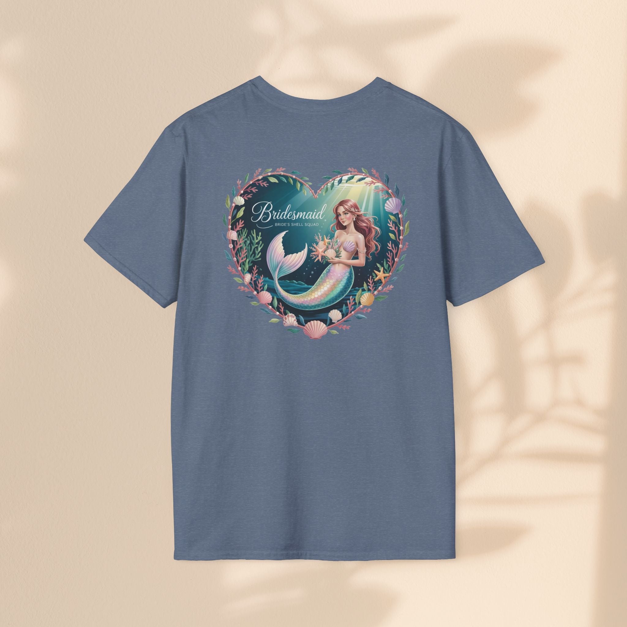 Bridesmaid Mermaid T-Shirt, Softstyle Unisex Tee, Wedding Party Gift, Beach Theme Shirt, Mermaid Lover Apparel, Bridesmaid Gift Idea