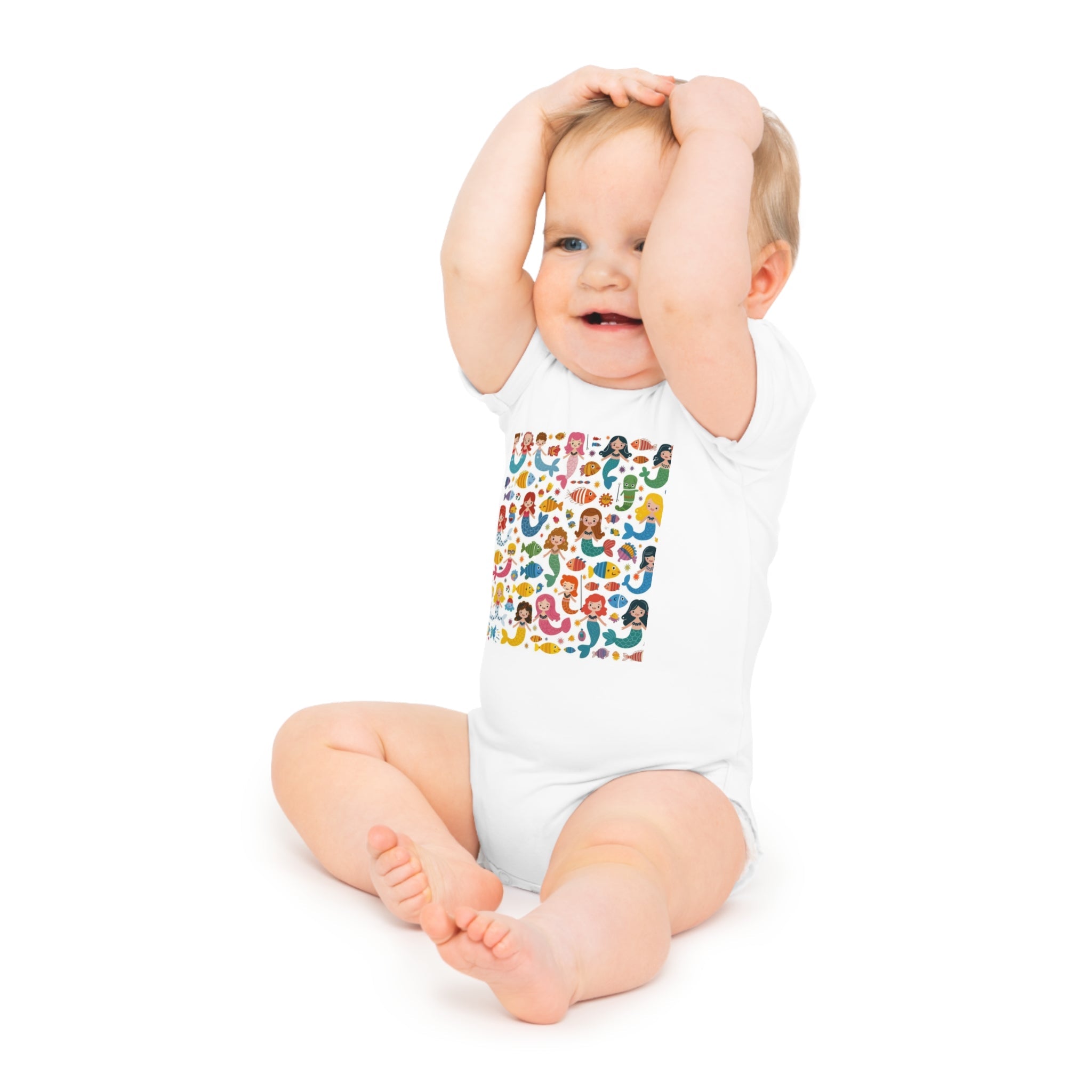Baby Short Sleeve Bodysuit – Little Mermaids | Cute Mermaid Baby Onesie