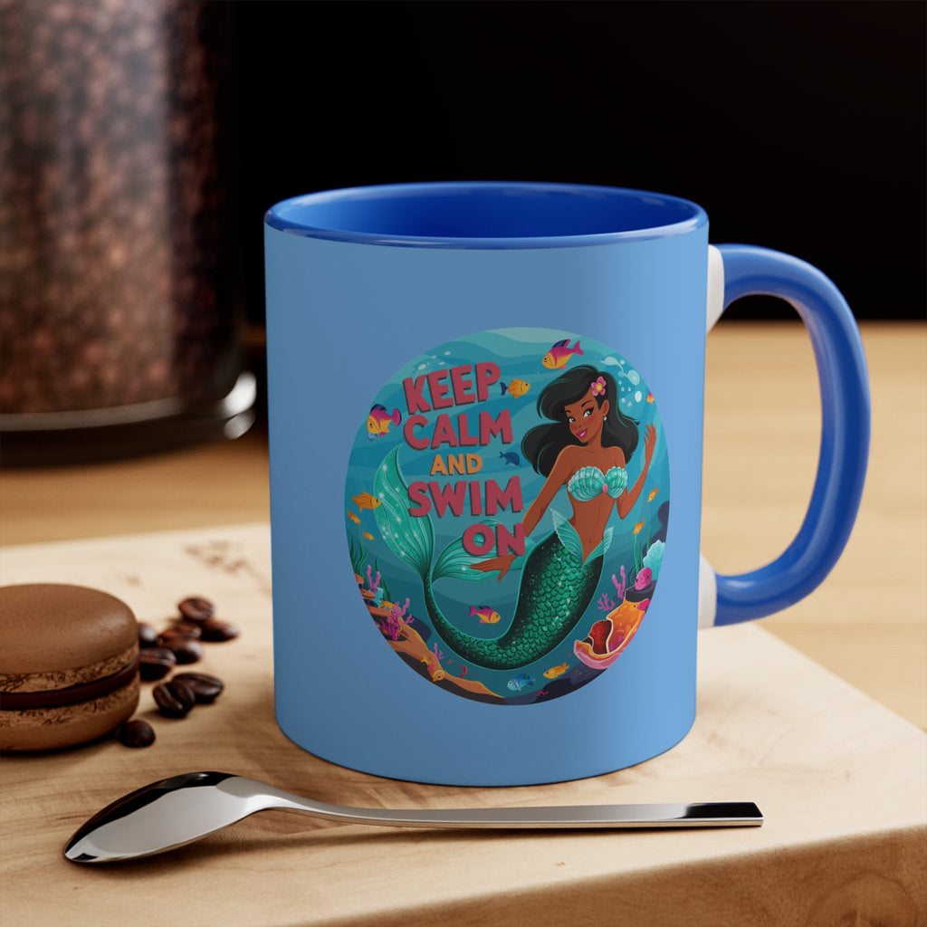 Keep Calm Swim On 11oz Accent Mug – Ocean Gift Cup
