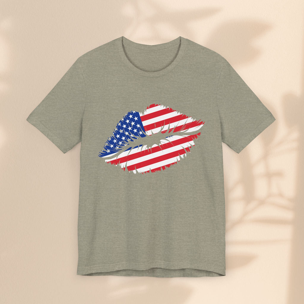 Patriotic Lip Print Tee, Unisex T-Shirt,
