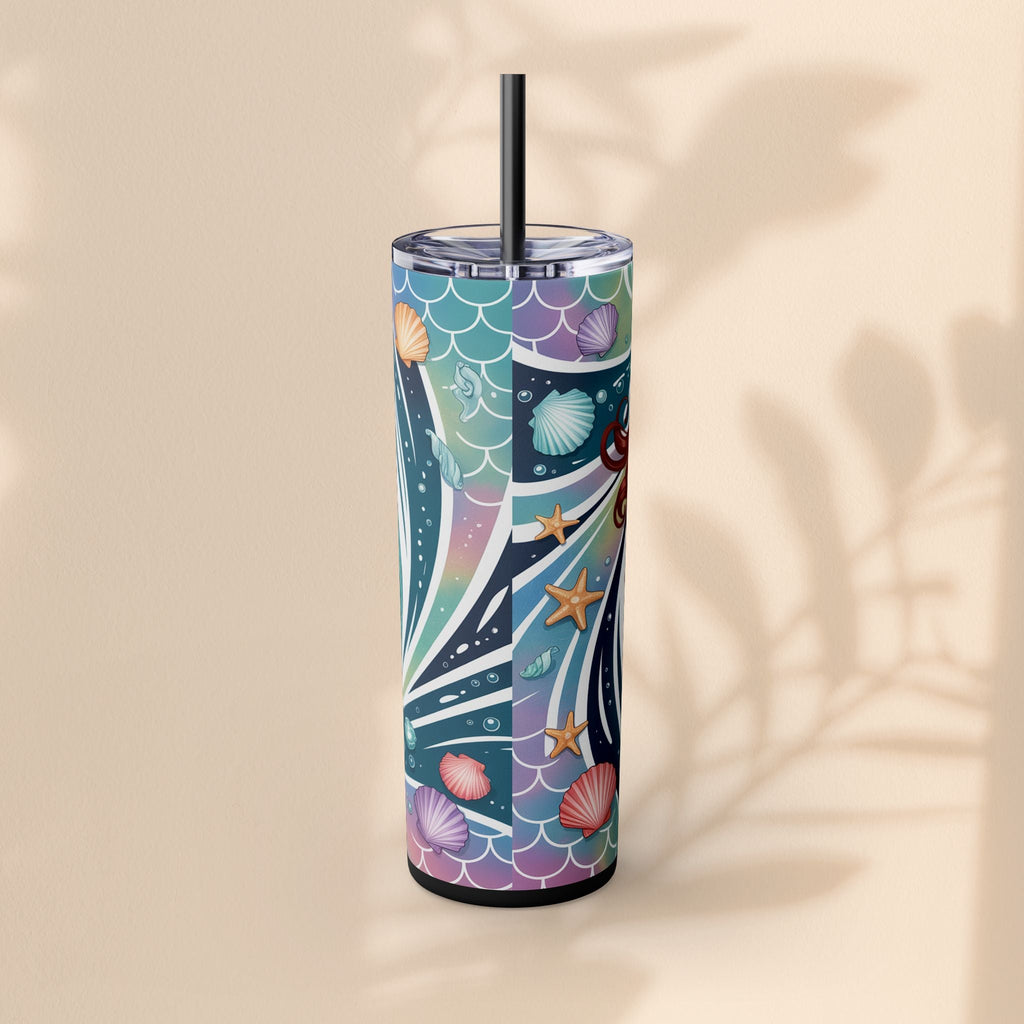 Mermaid Skinny Tumbler, Perfect for Flower Girls, Beach Days, Bachelorette Parties, Travel Mugs, Gift for Ocean Lovers