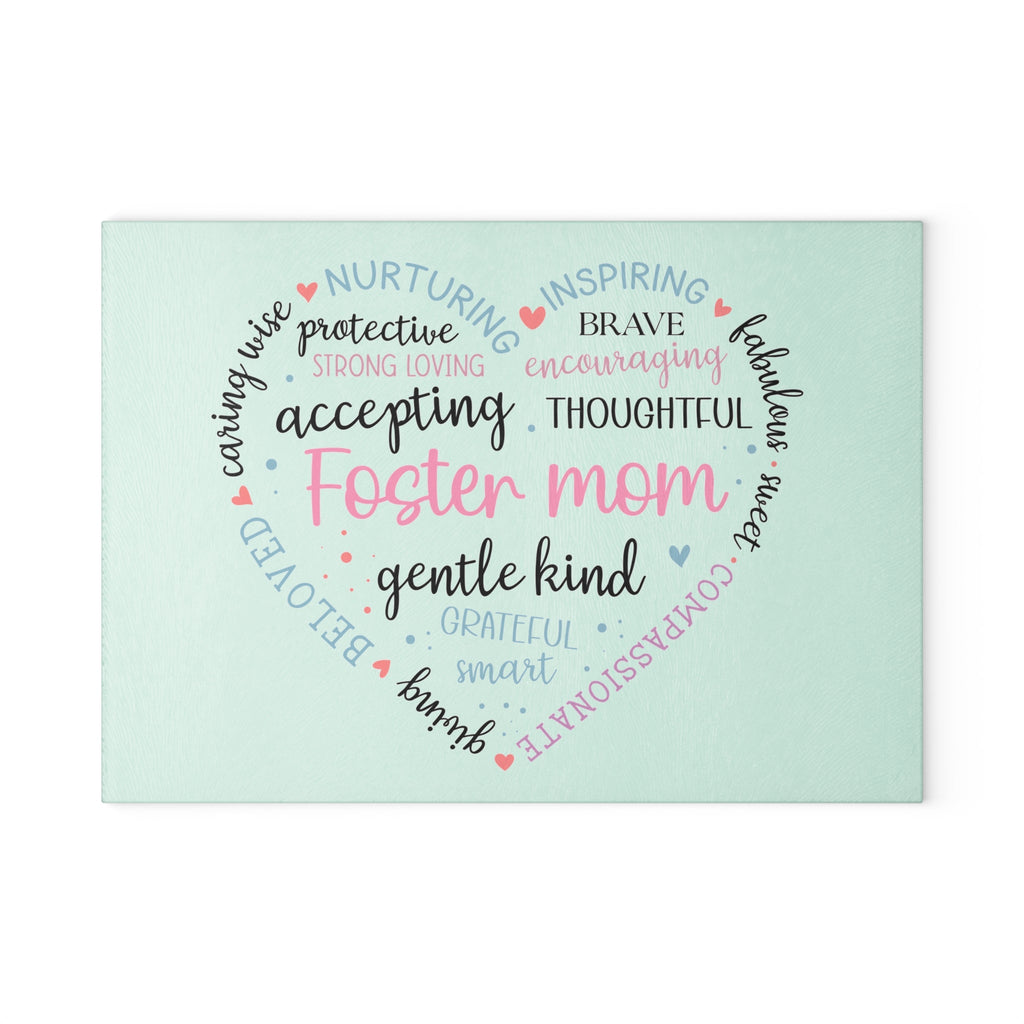 Inspirational Foster Mom Glass Cutting Board – Heart Design