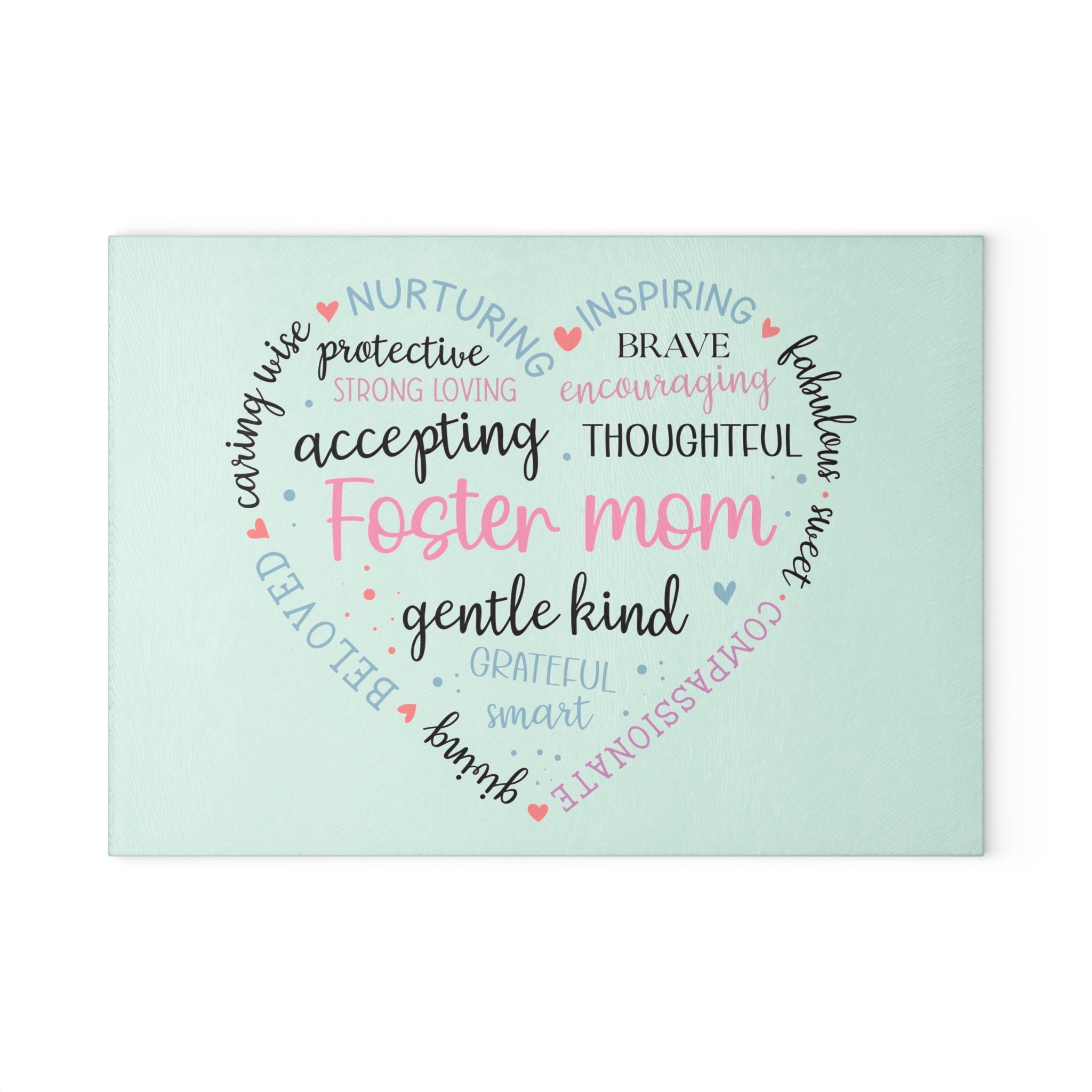 Inspirational Foster Mom Glass Cutting Board – Heart Design