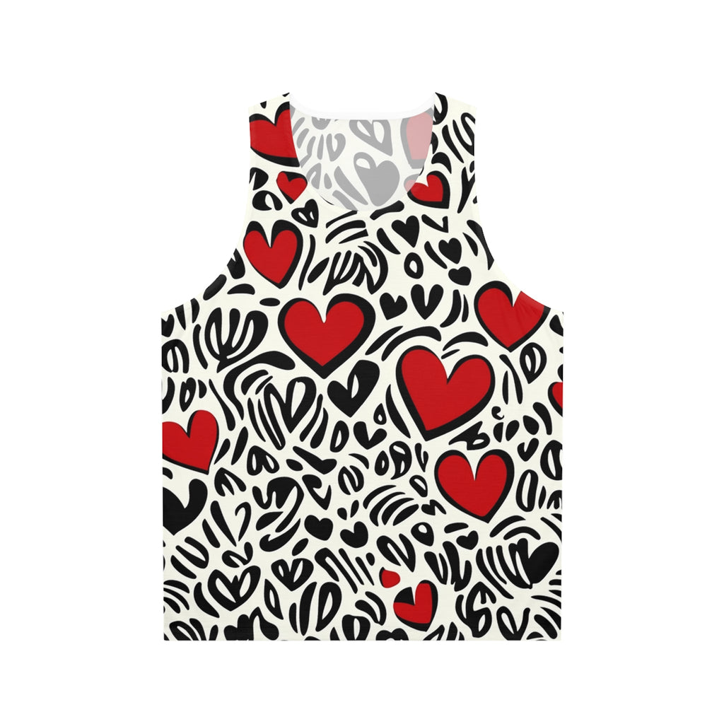 Heart Pattern Unisex Tank Top - Fun & Flirty Summer Style
