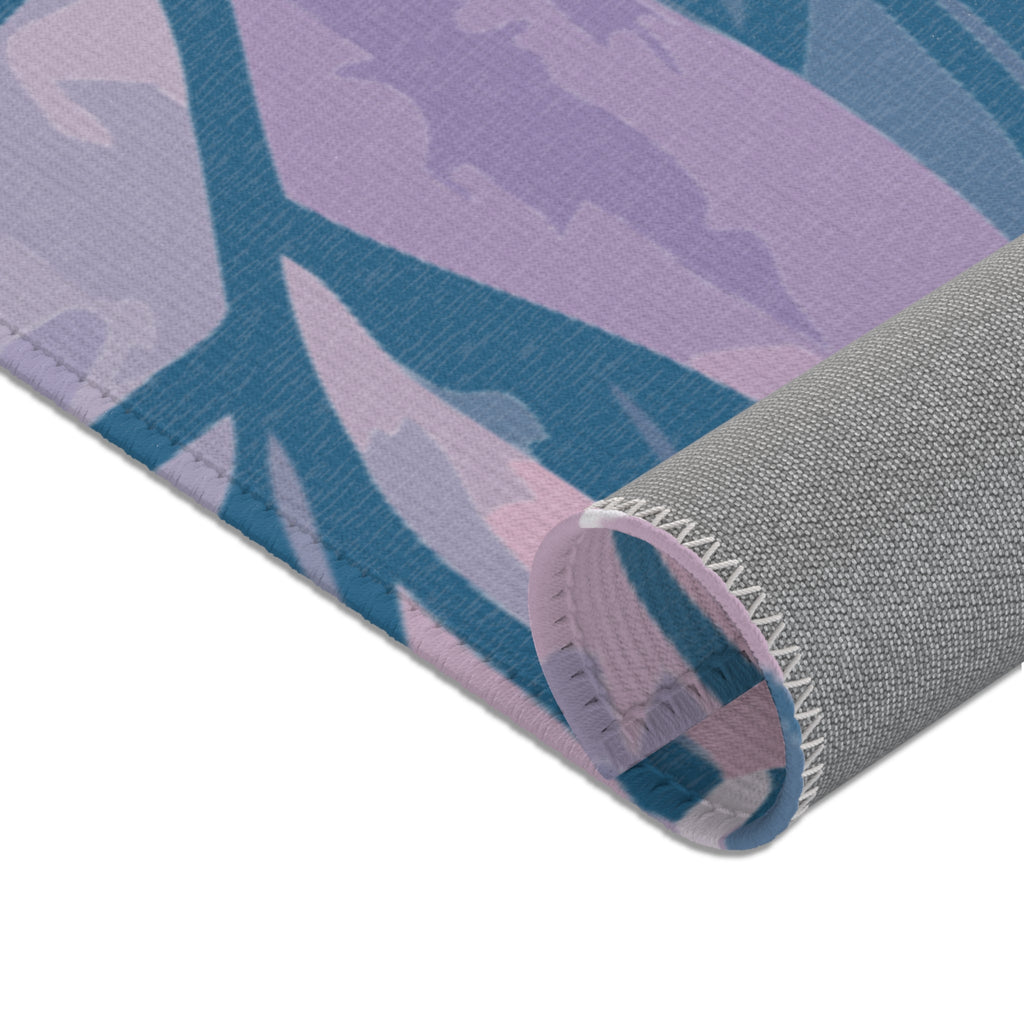Boho Chic Area Rug - Purple Seaweed Home Decor Mat for Living Room
