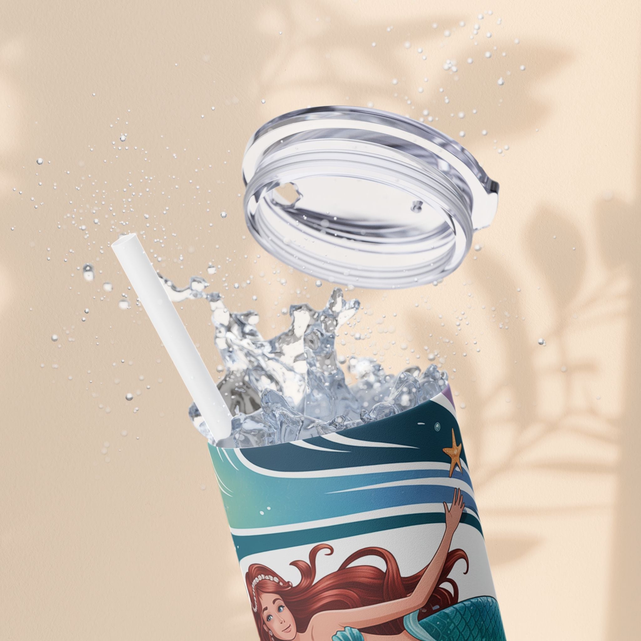 Mermaid Skinny Tumbler, Perfect for Flower Girls, Beach Days, Bachelorette Parties, Travel Mugs, Gift for Ocean Lovers